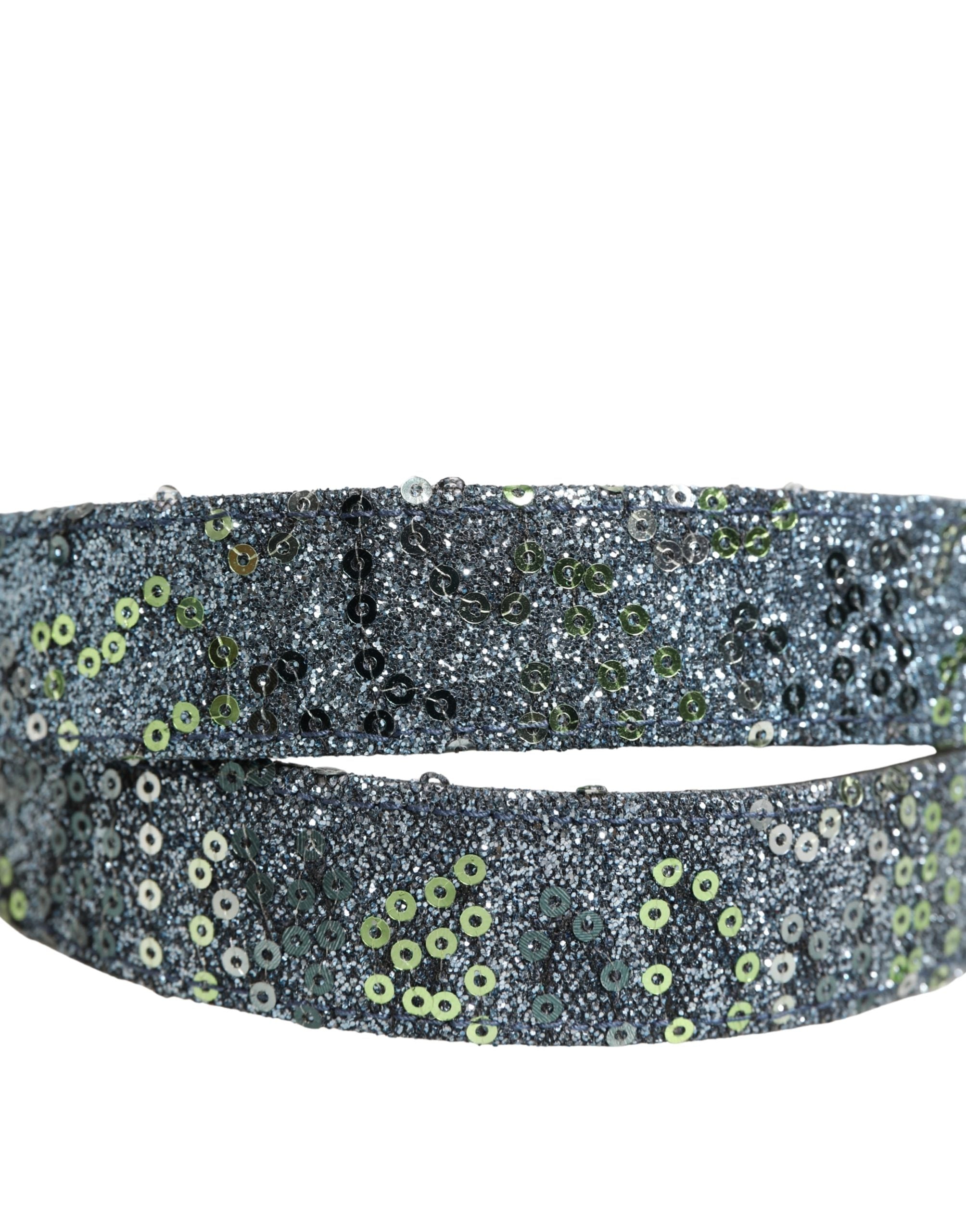 Men Multicolor Sequin Silver Metal Buckle Belt - ventzia