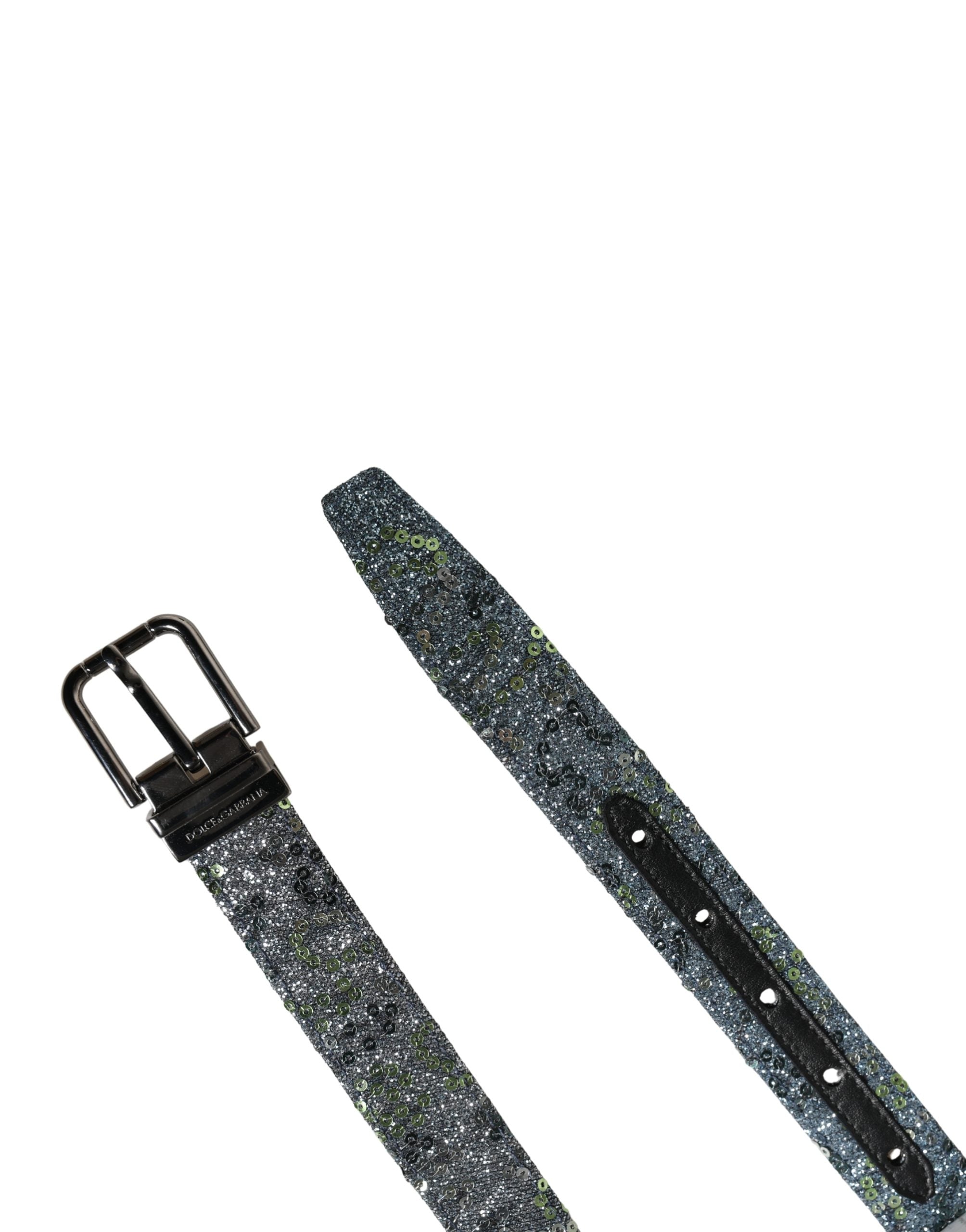 Men Multicolor Sequin Silver Metal Buckle Belt - ventzia