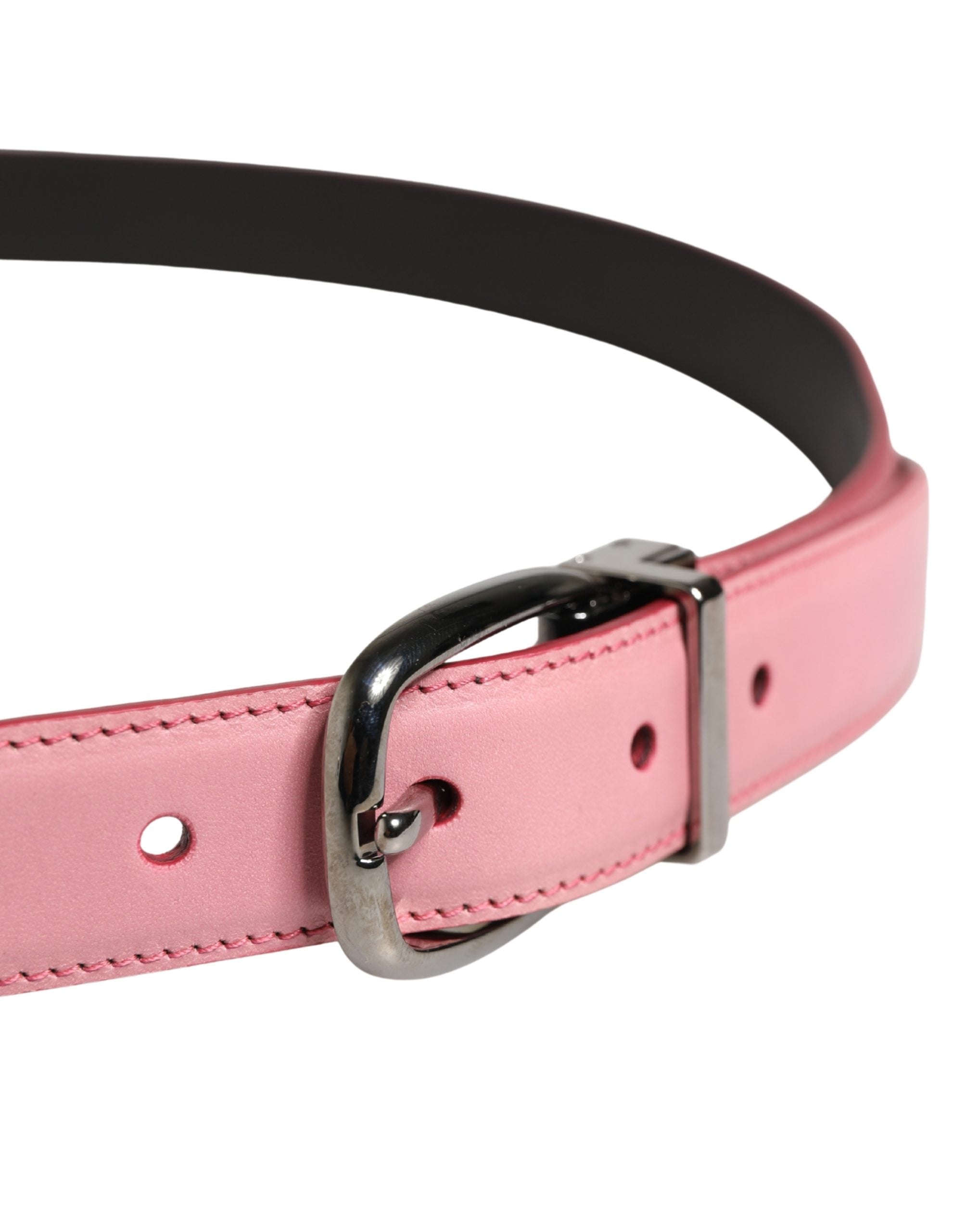 Men Pink Classic Leather Metal Buckle Belt - ventzia