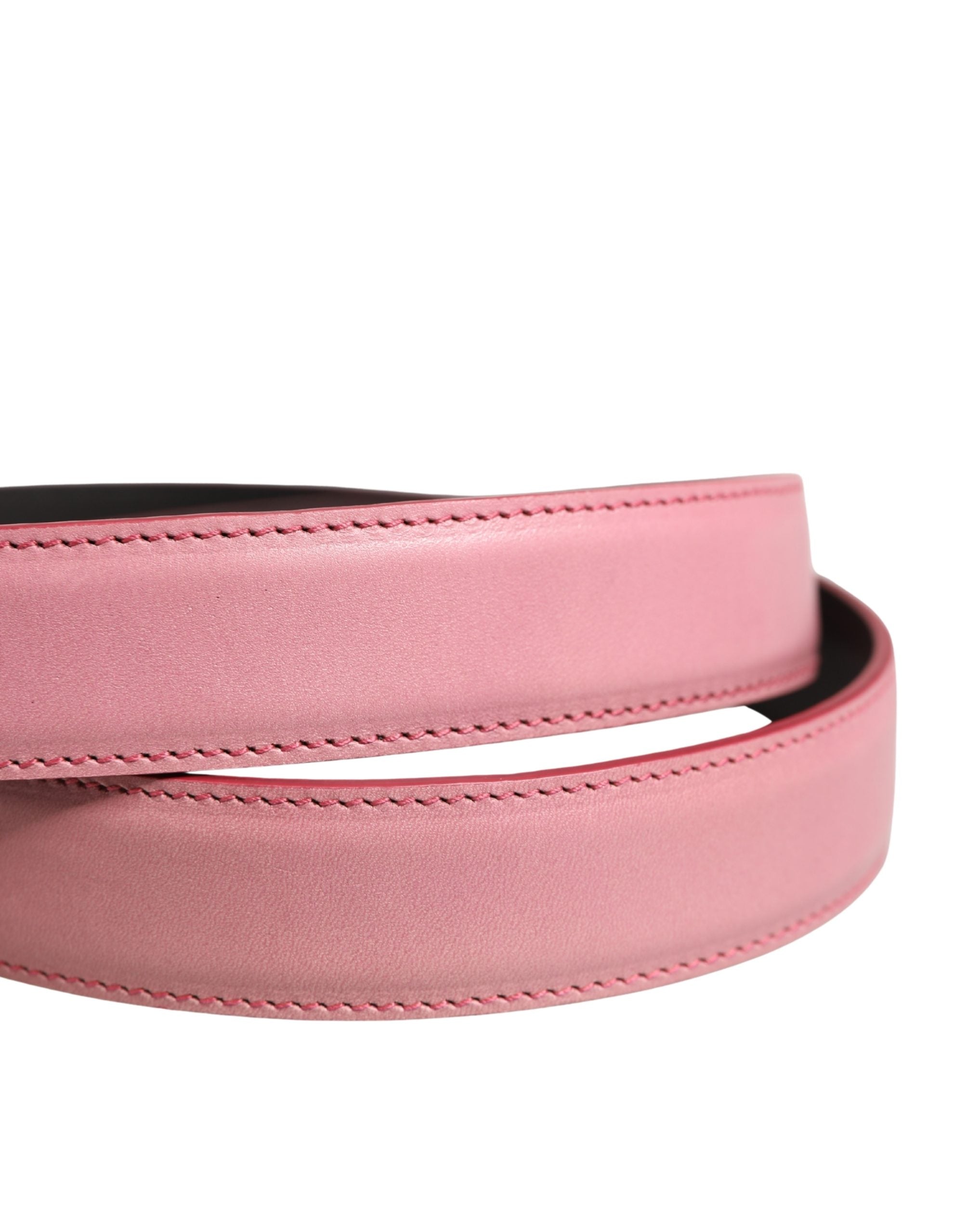 Men Pink Classic Leather Metal Buckle Belt - ventzia