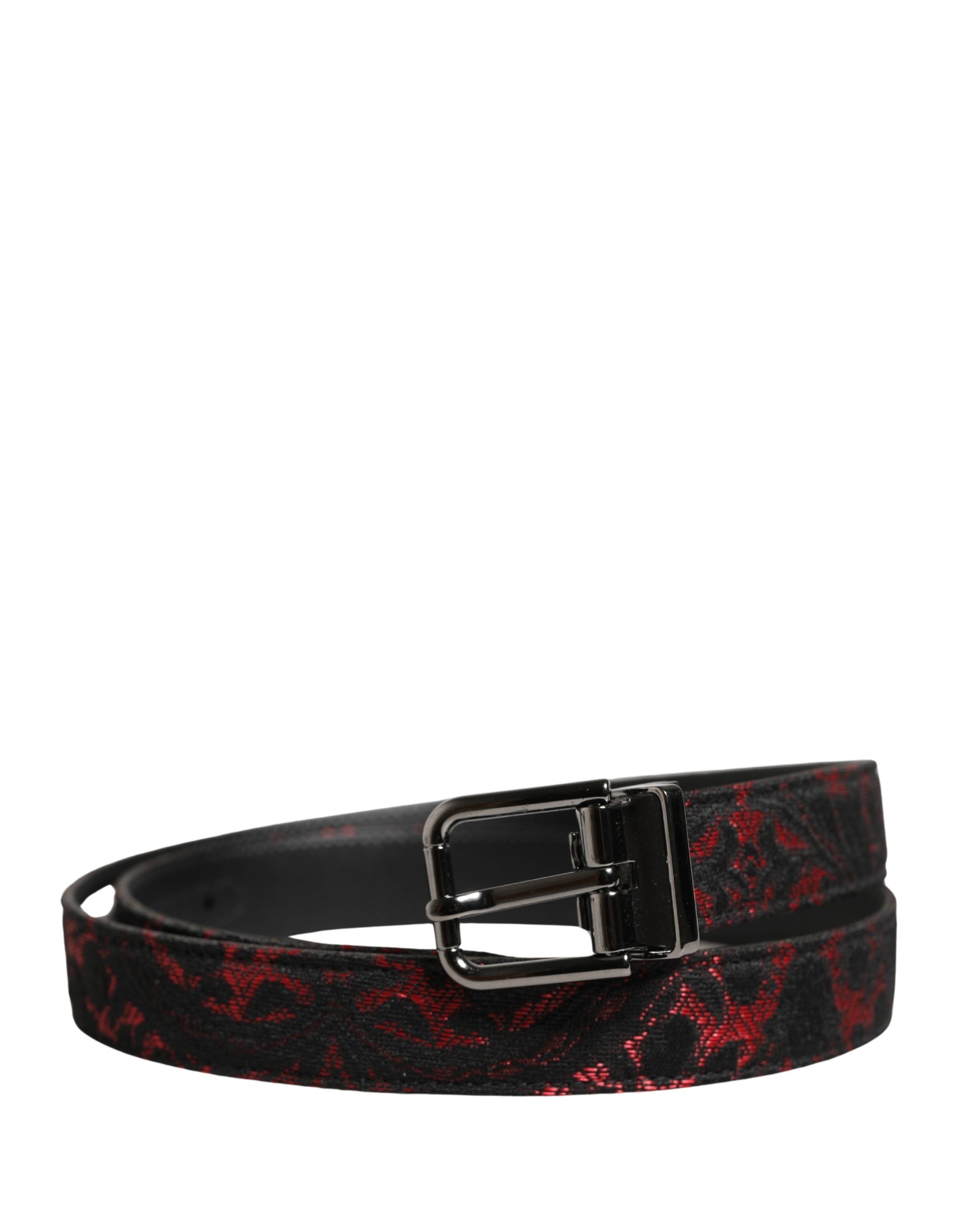 Black Red Polyester Silver Metal Buckle Belt - ventzia