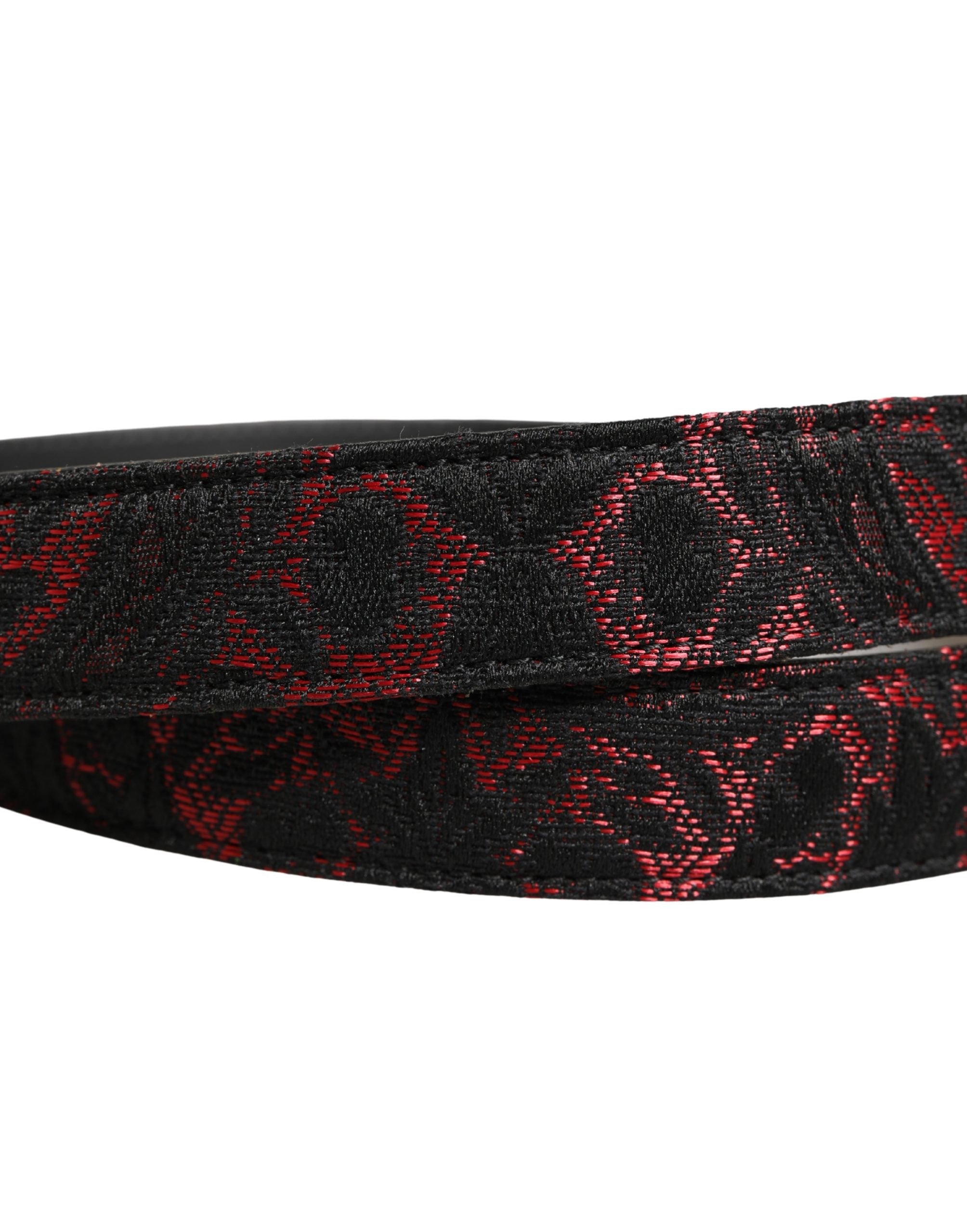 Black Red Polyester Silver Metal Buckle Belt - ventzia