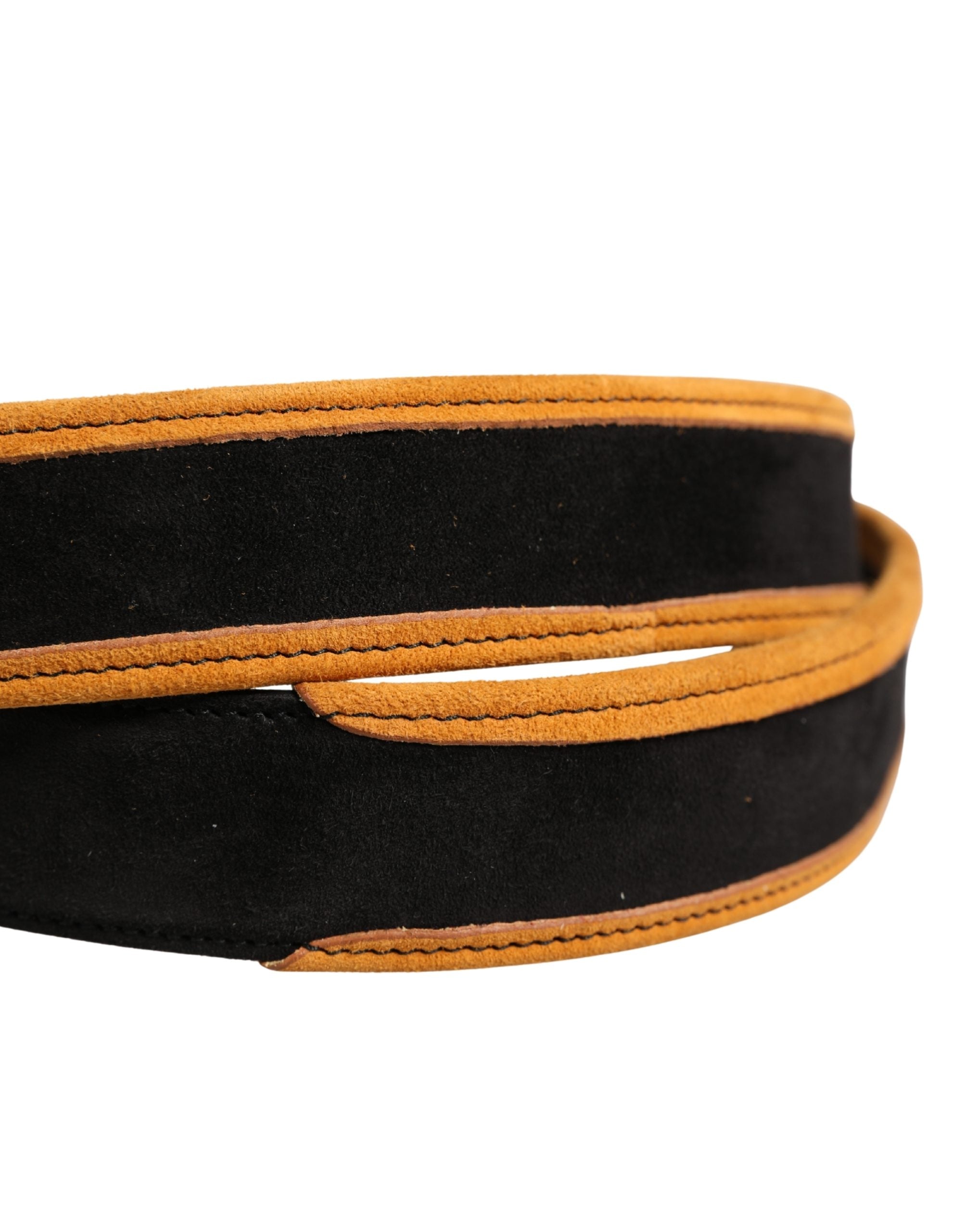 Men Black Orange Polyester Metal Buckle Belt - ventzia