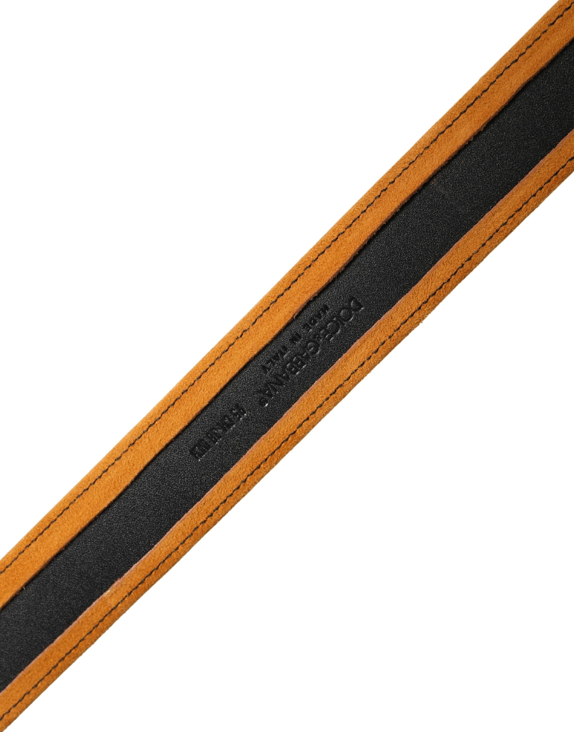 Men Black Orange Polyester Metal Buckle Belt - ventzia