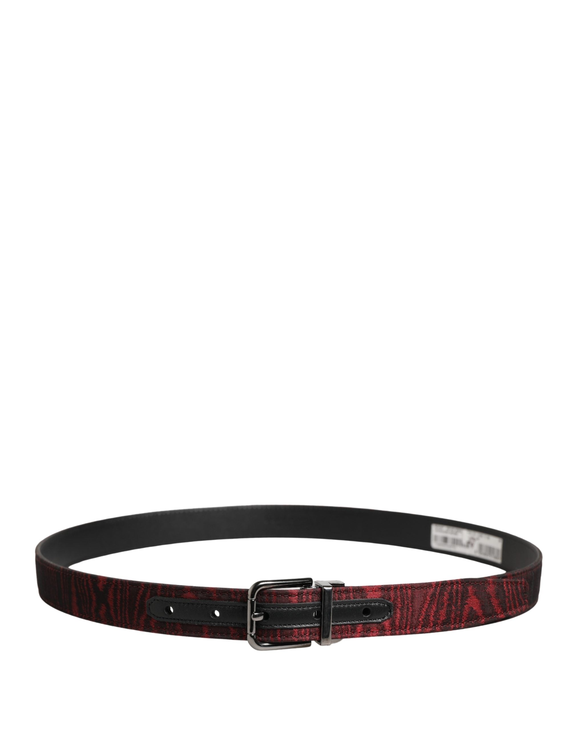 Men Red Jacquard Acetate Metal Buckle Belt - ventzia