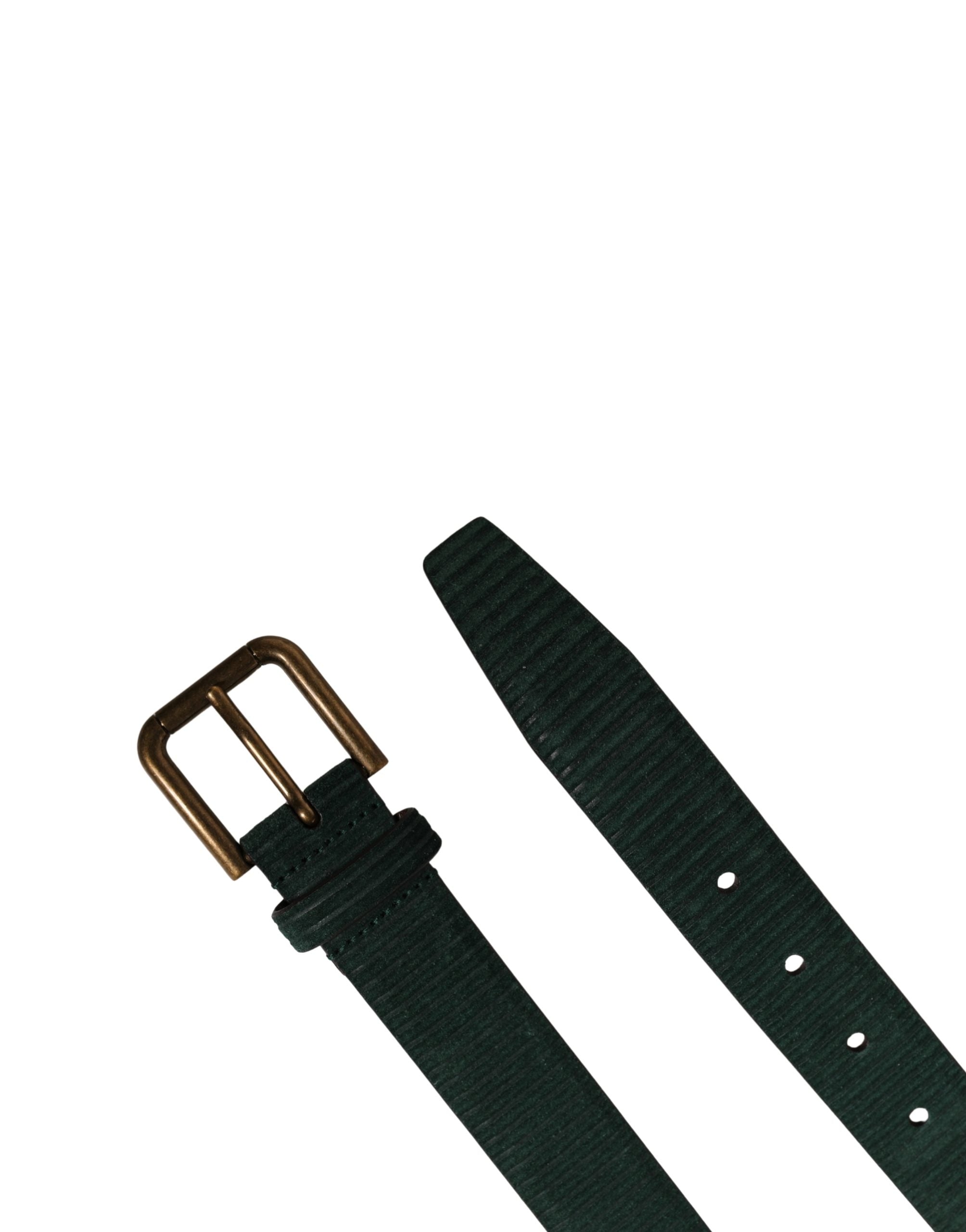 Men Green Velvet Leather Metal Buckle Belt - ventzia