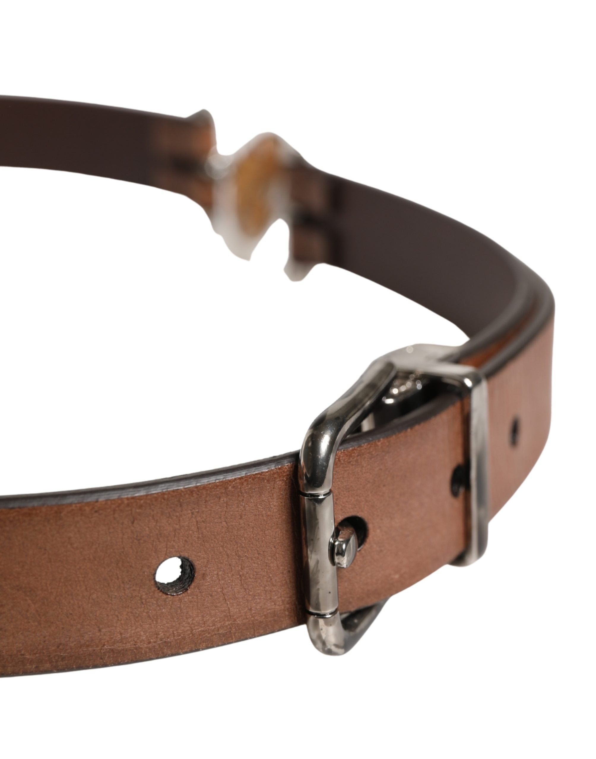 Men Brown Classic Leather Metal Buckle Belt - ventzia