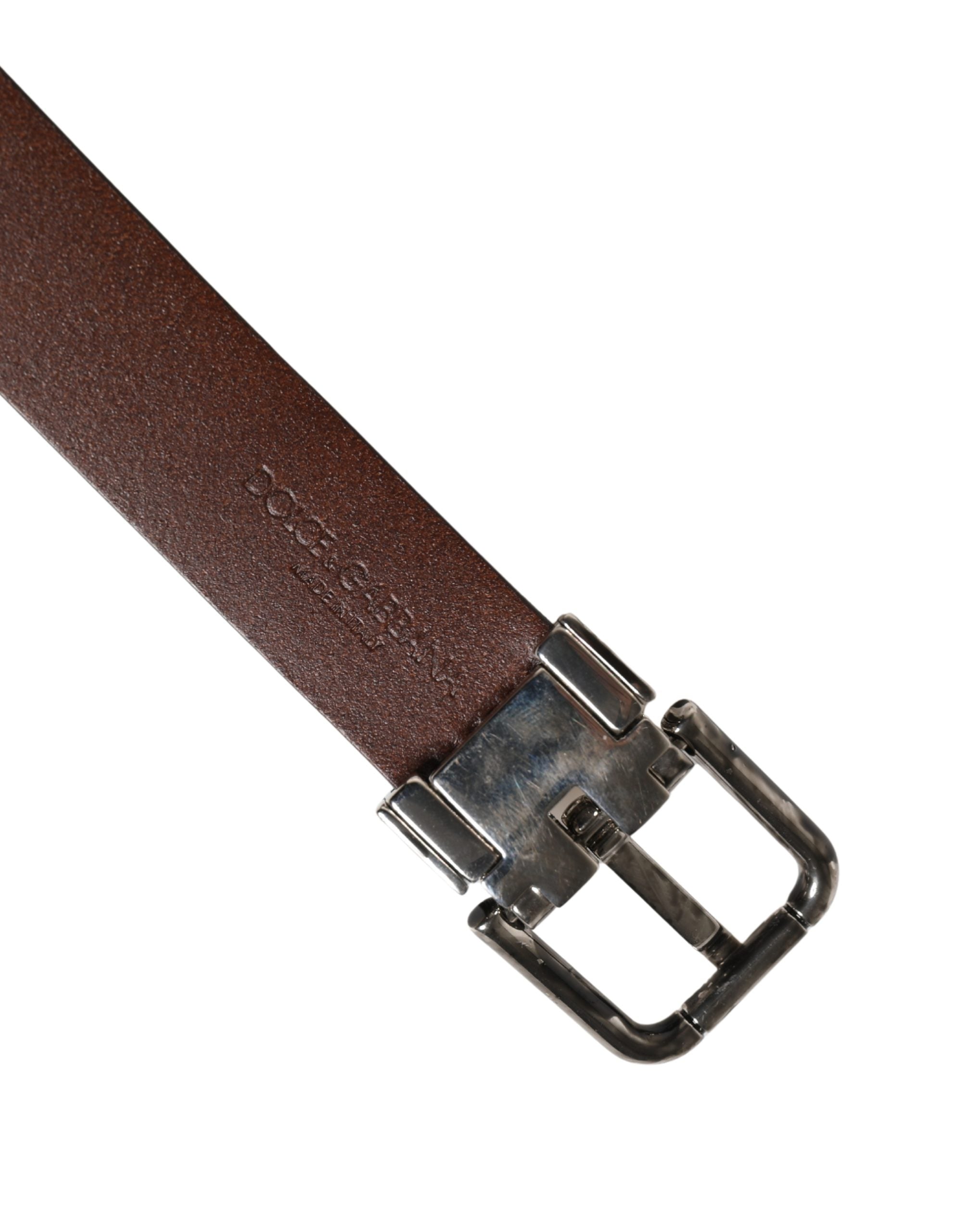 Men Brown Classic Leather Metal Buckle Belt - ventzia