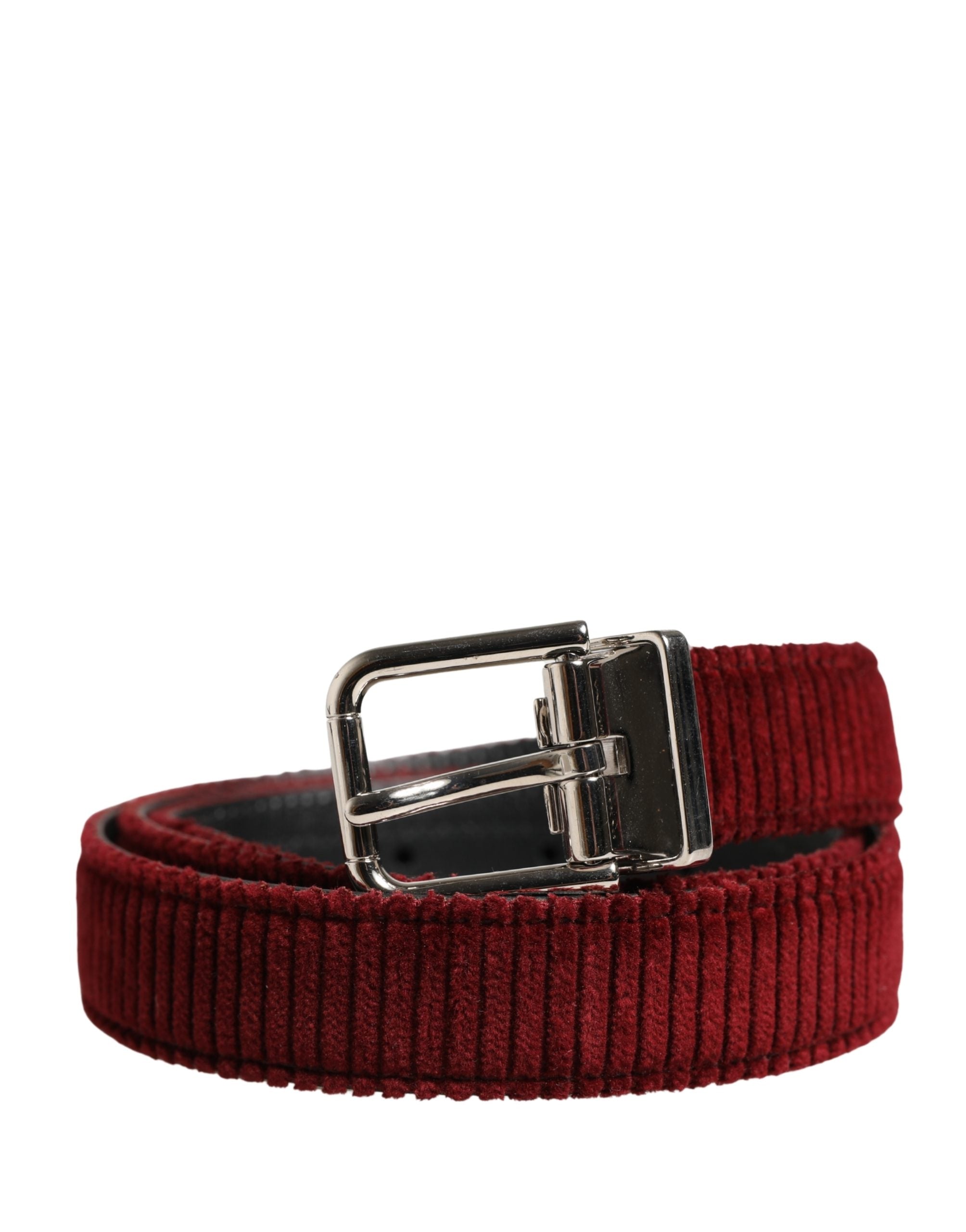 Men Red Velvet Leather Metal Buckle Belt - ventzia