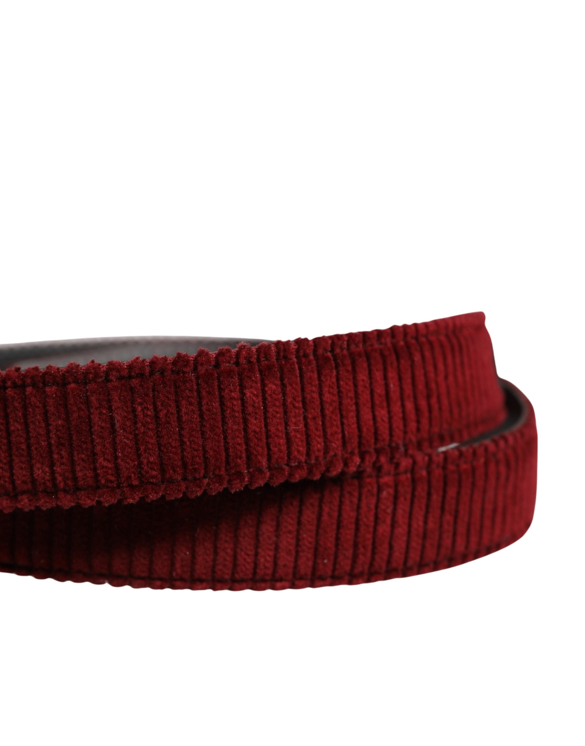Men Red Velvet Leather Metal Buckle Belt - ventzia