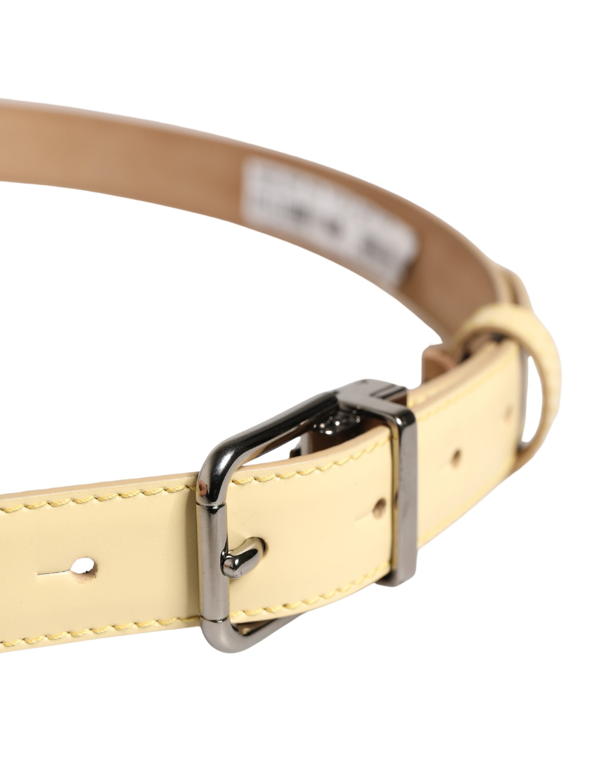Men Yellow Classic Leather Metal Buckle Belt - ventzia