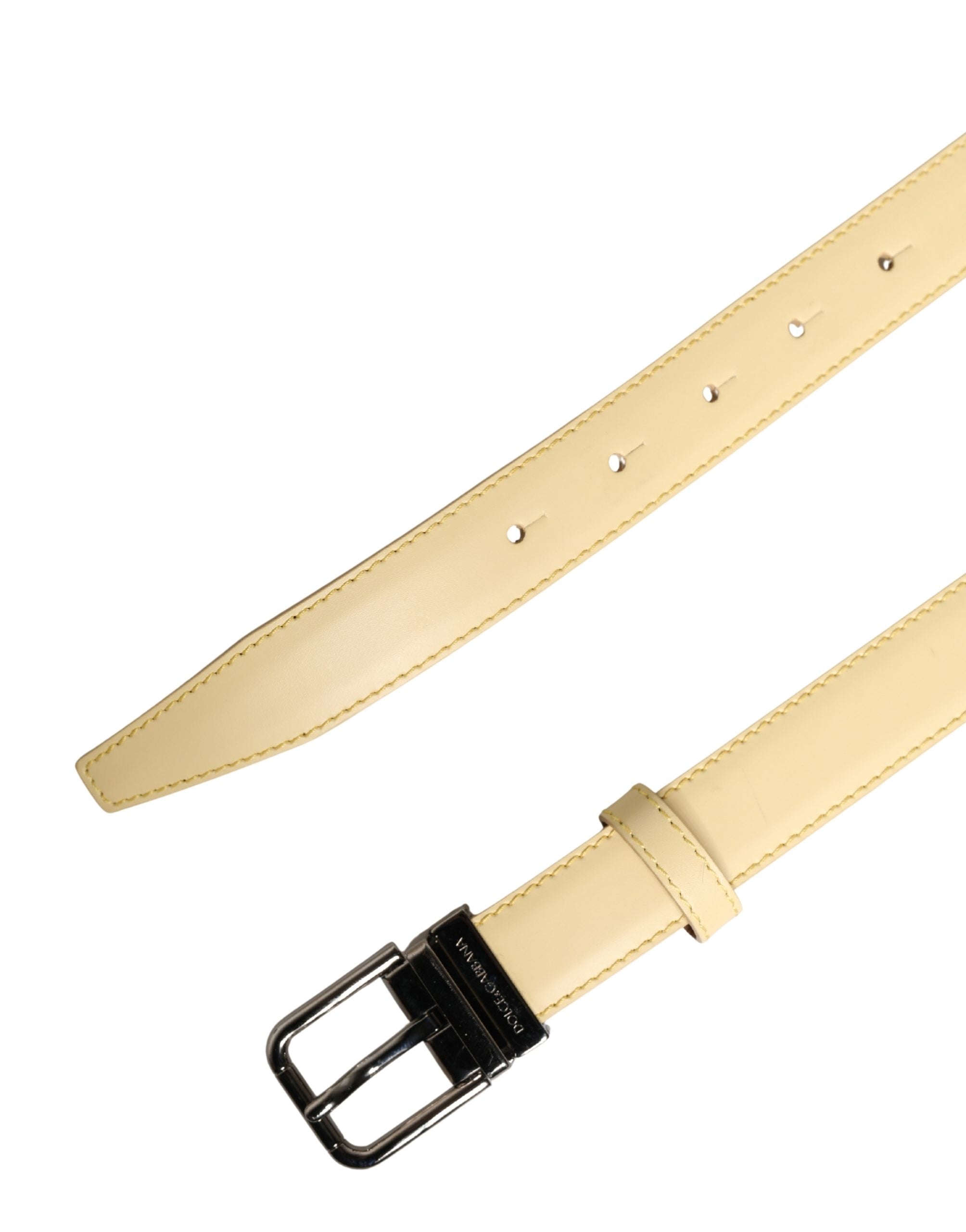 Men Yellow Classic Leather Metal Buckle Belt - ventzia