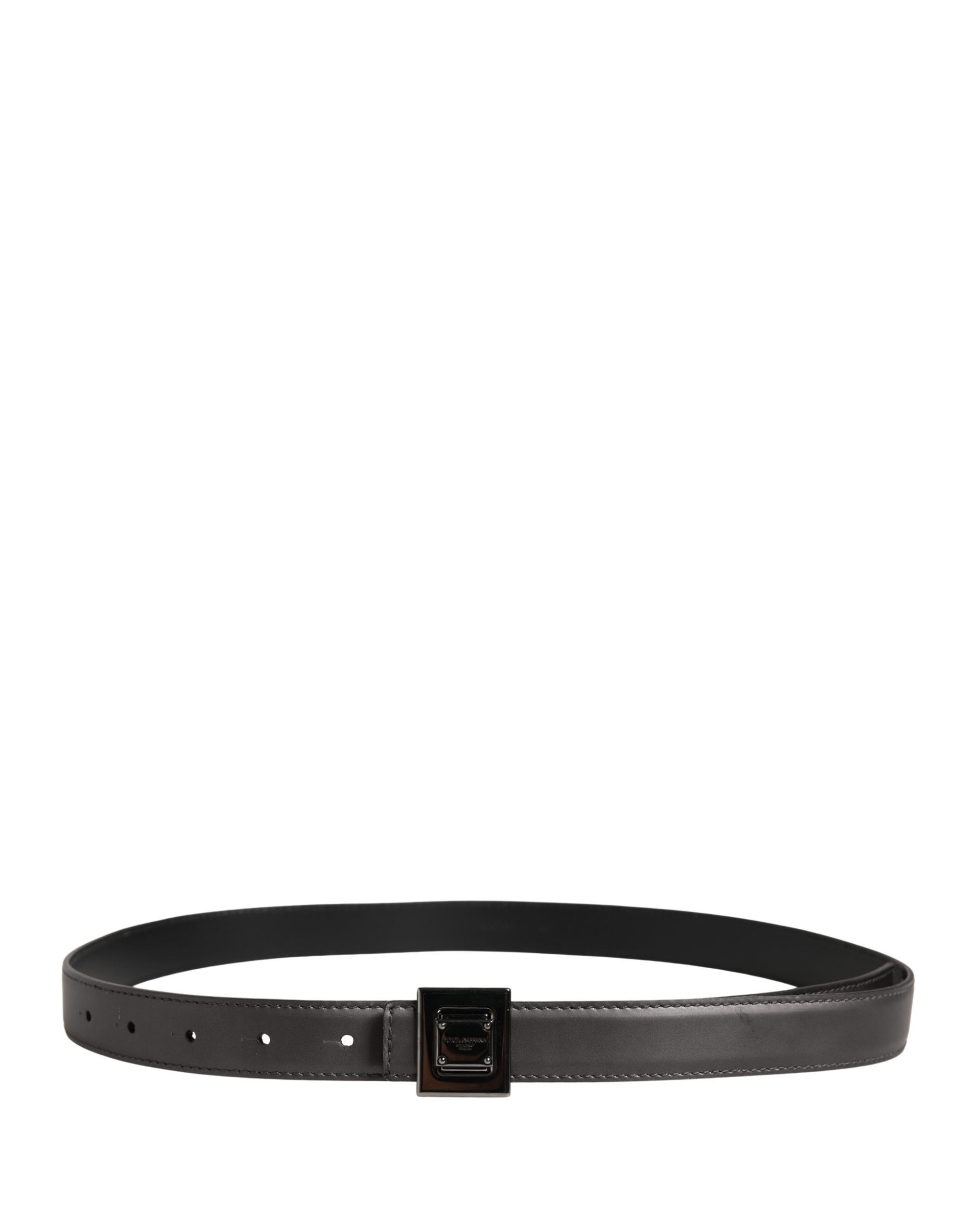 Men Silver Classic Leather Square Buckle Belt - ventzia