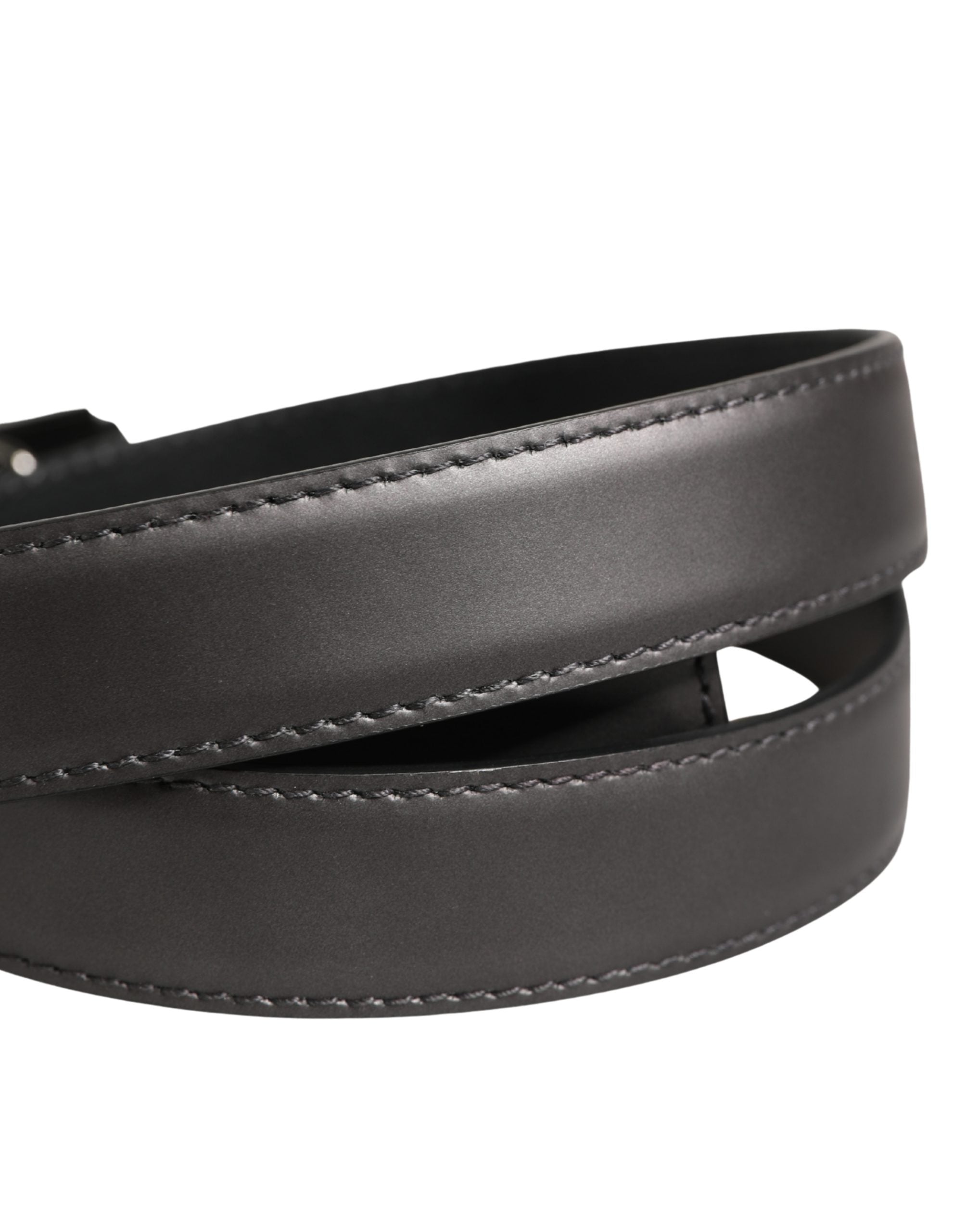 Men Silver Classic Leather Square Buckle Belt - ventzia