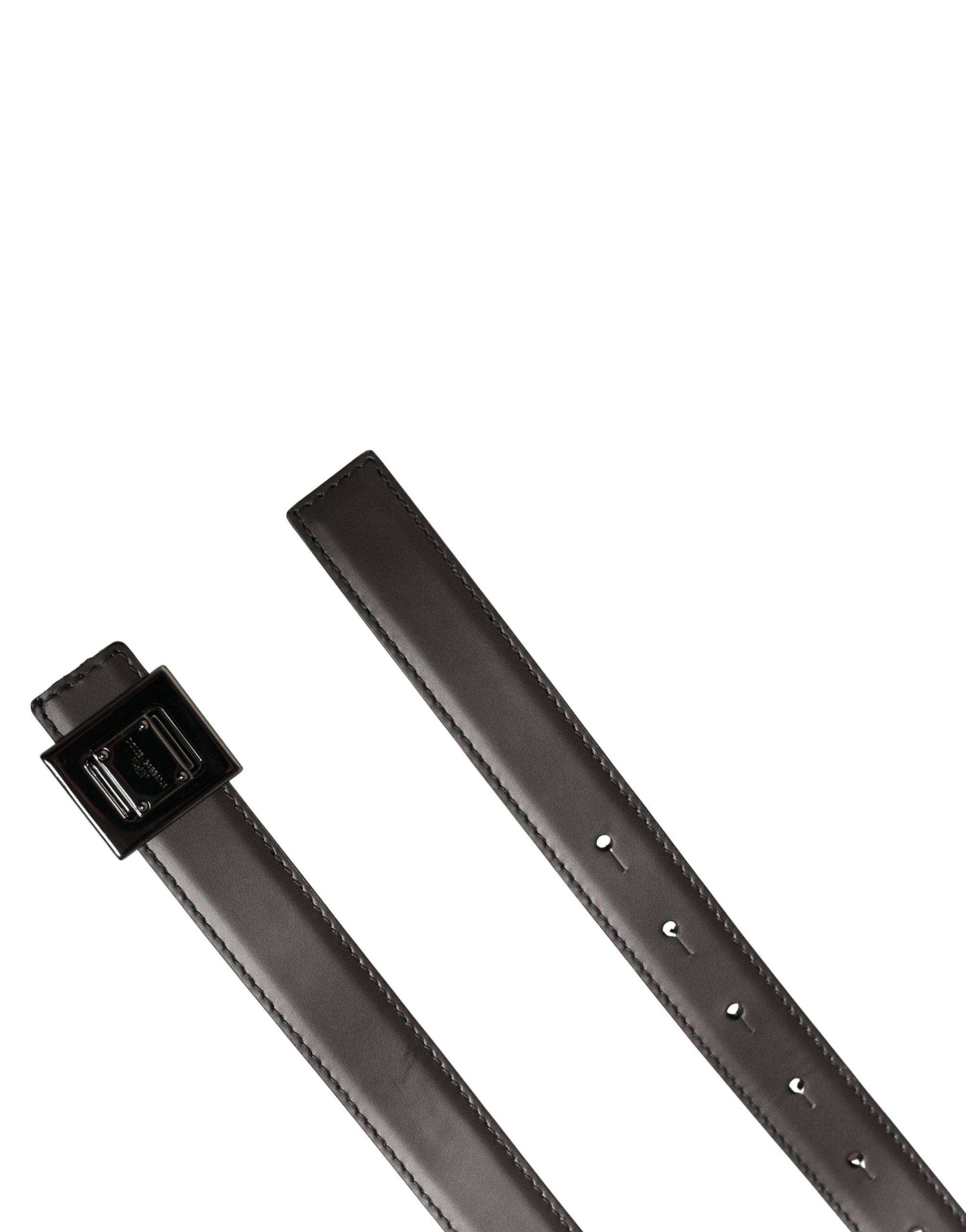 Men Silver Classic Leather Square Buckle Belt - ventzia