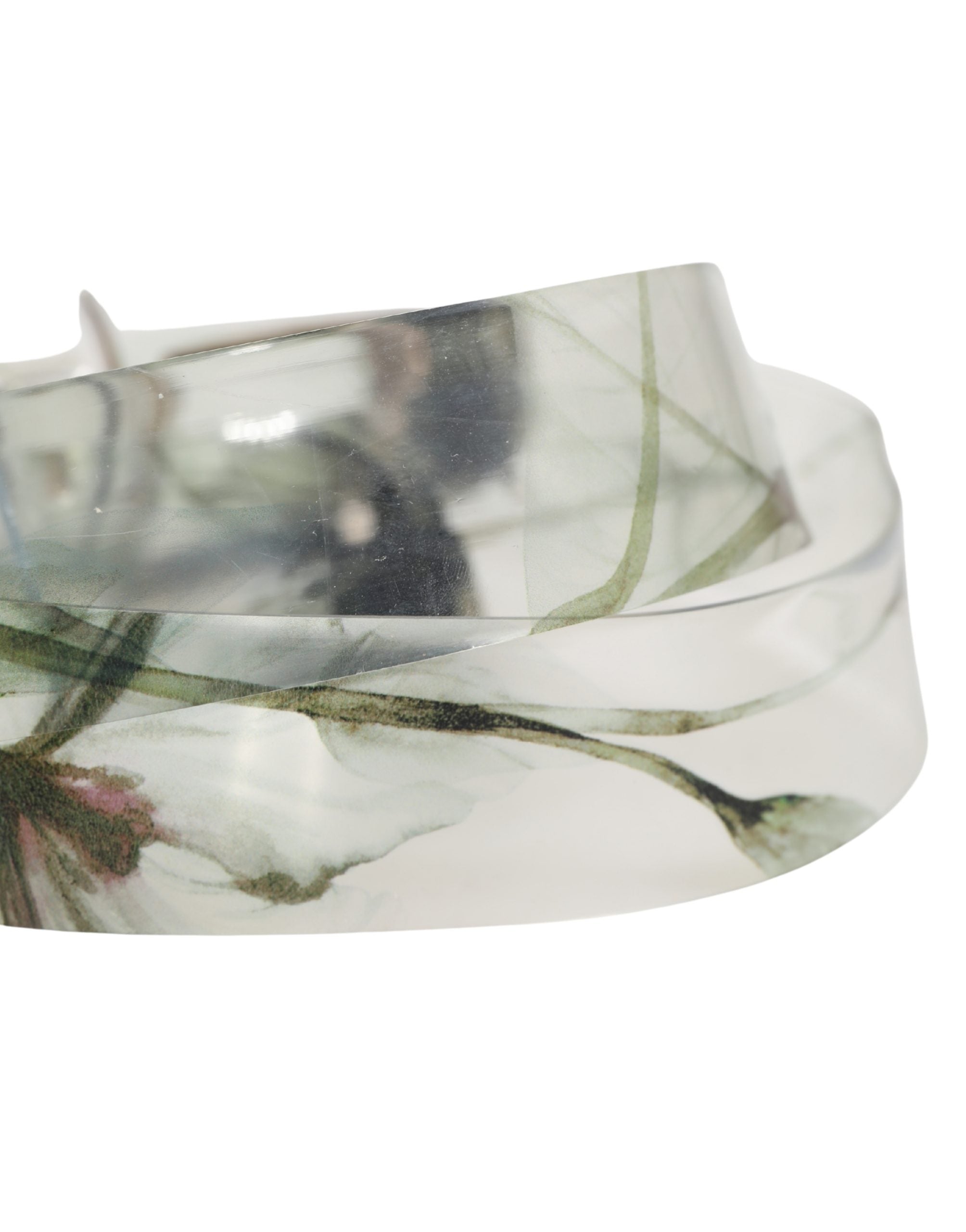 Men White Floral PVC Silver Metal Buckle Belt - ventzia