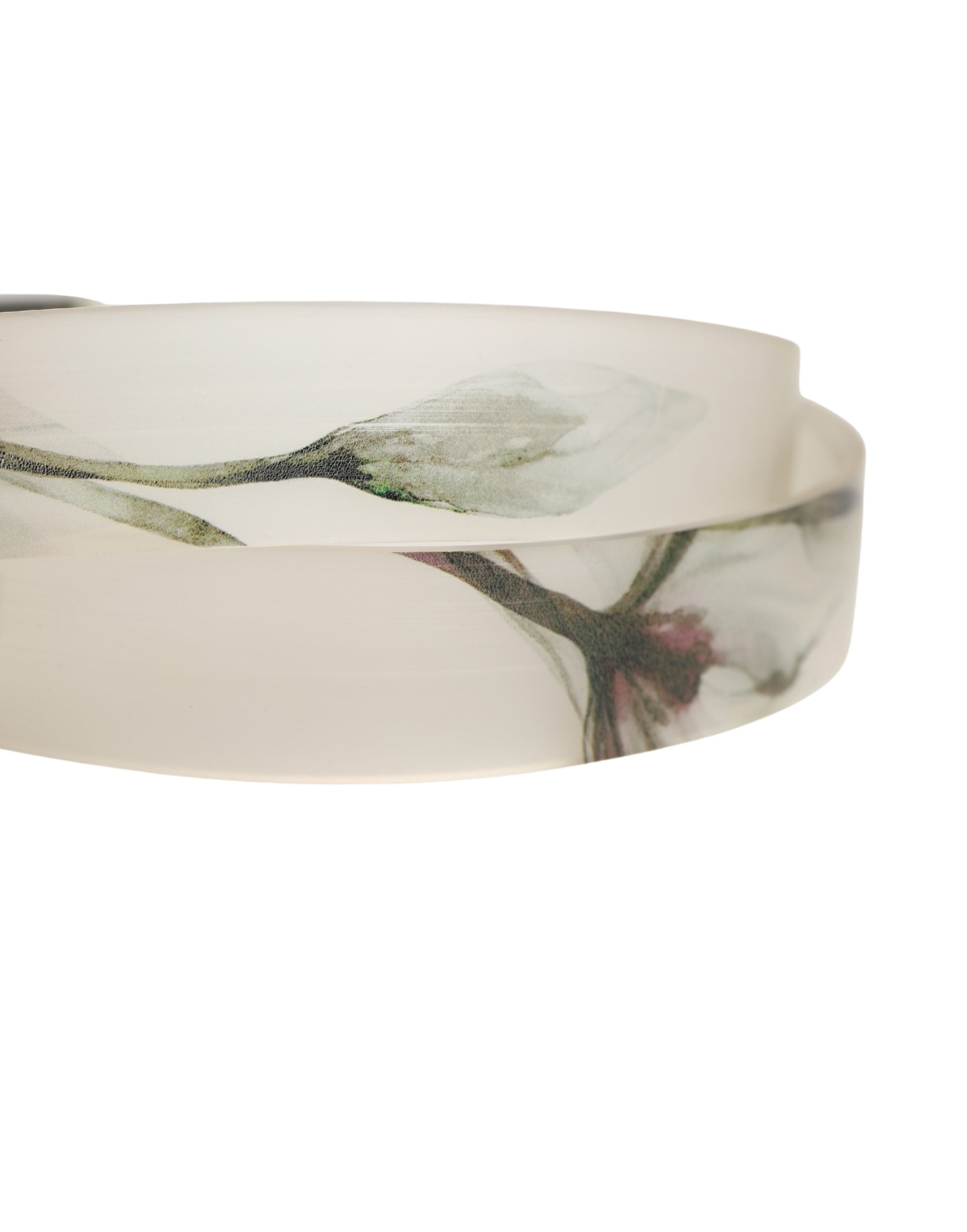 Men White Floral PVC Silver Metal Buckle Belt - ventzia
