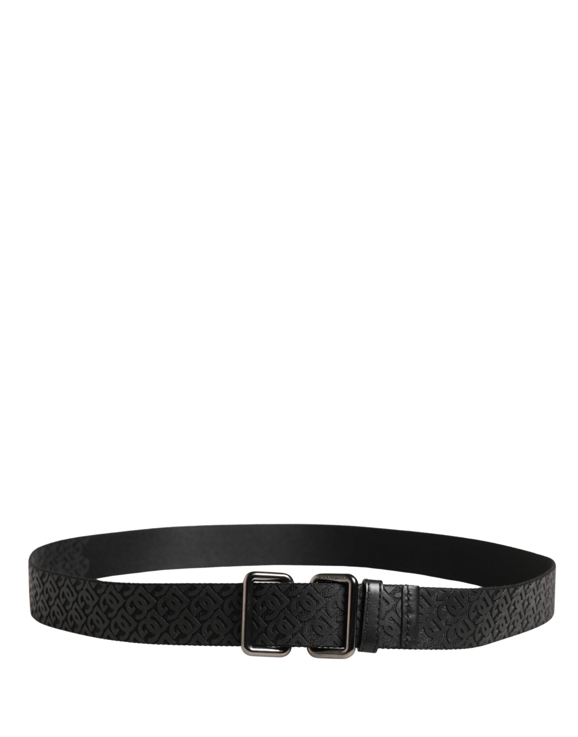 Men Black DG Logo Polyester Metal Buckle Belt - ventzia