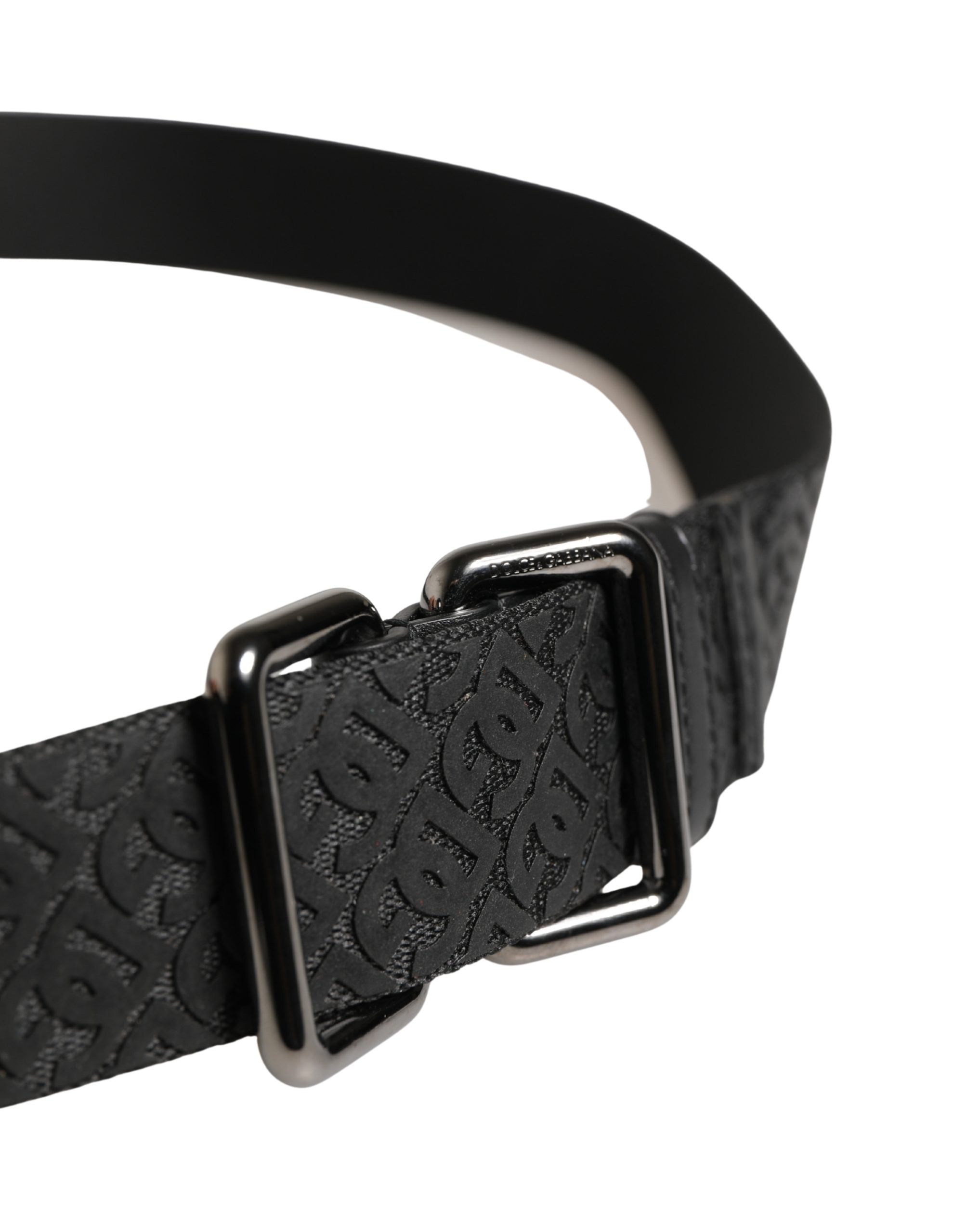 Men Black DG Logo Polyester Metal Buckle Belt - ventzia