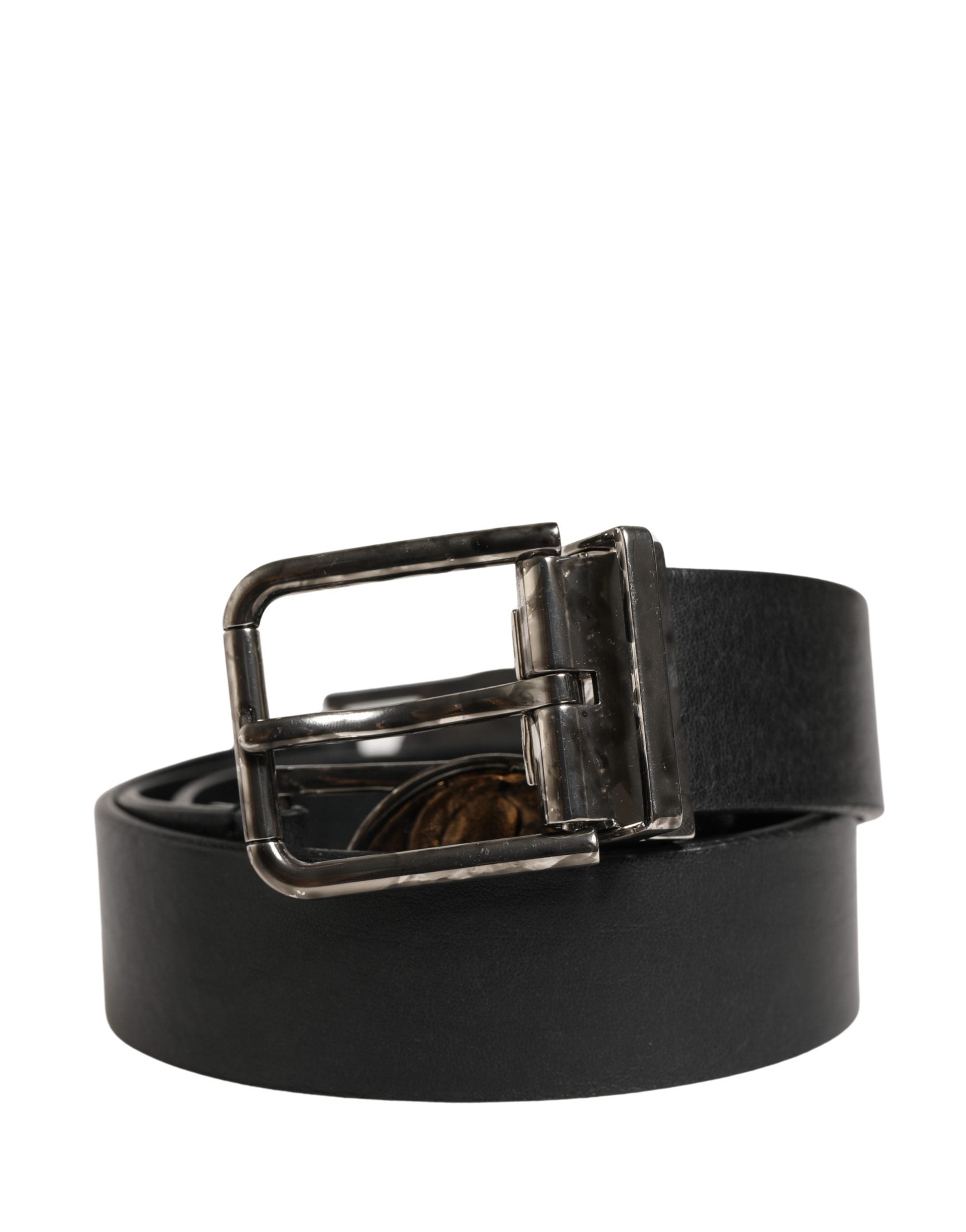 Men Black Classic Leather Metal Buckle Belt - ventzia