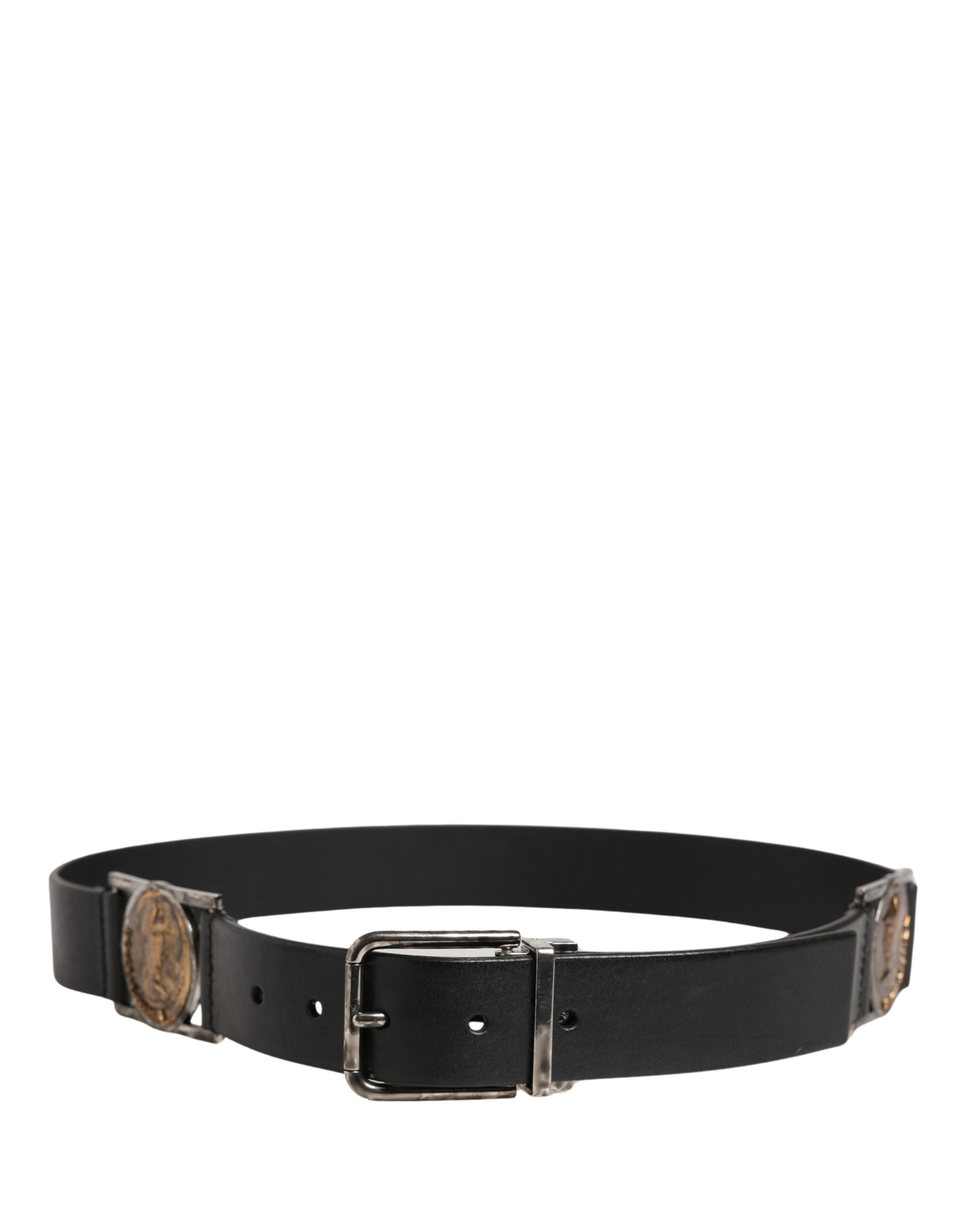 Men Black Classic Leather Metal Buckle Belt - ventzia