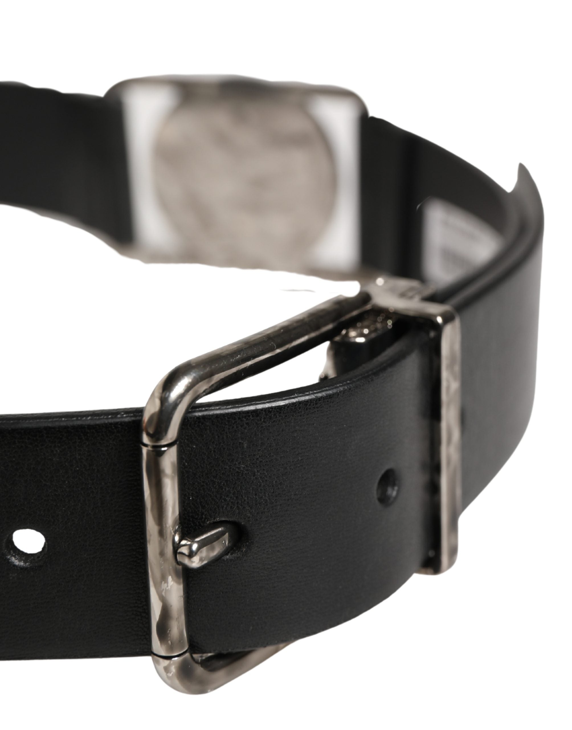 Men Black Classic Leather Metal Buckle Belt - ventzia