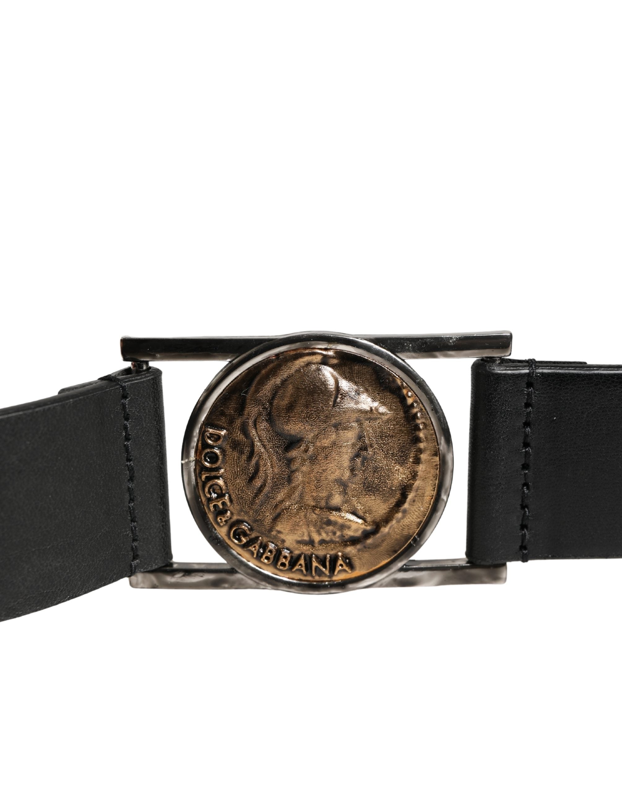 Men Black Classic Leather Metal Buckle Belt - ventzia