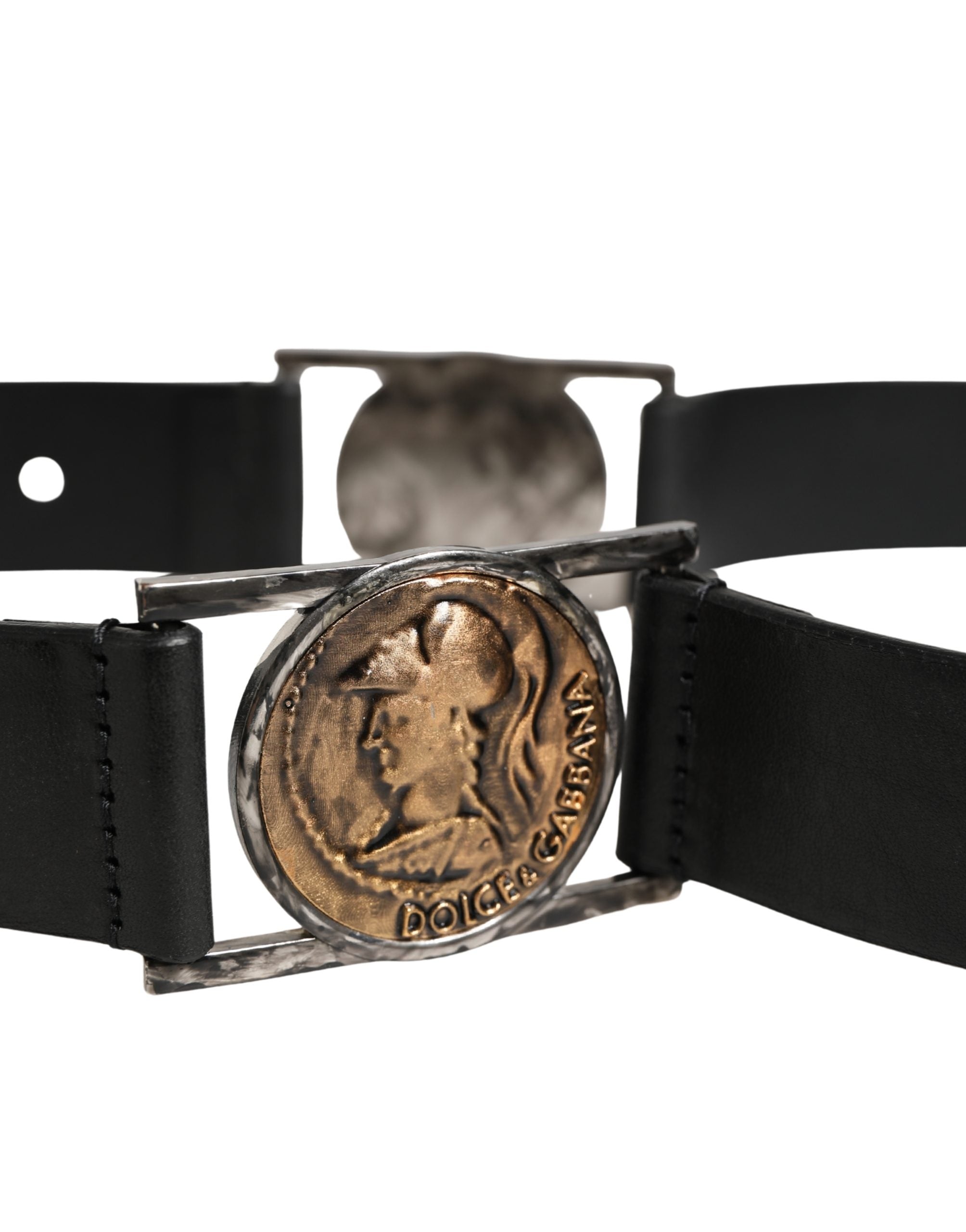 Men Black Classic Leather Metal Buckle Belt - ventzia
