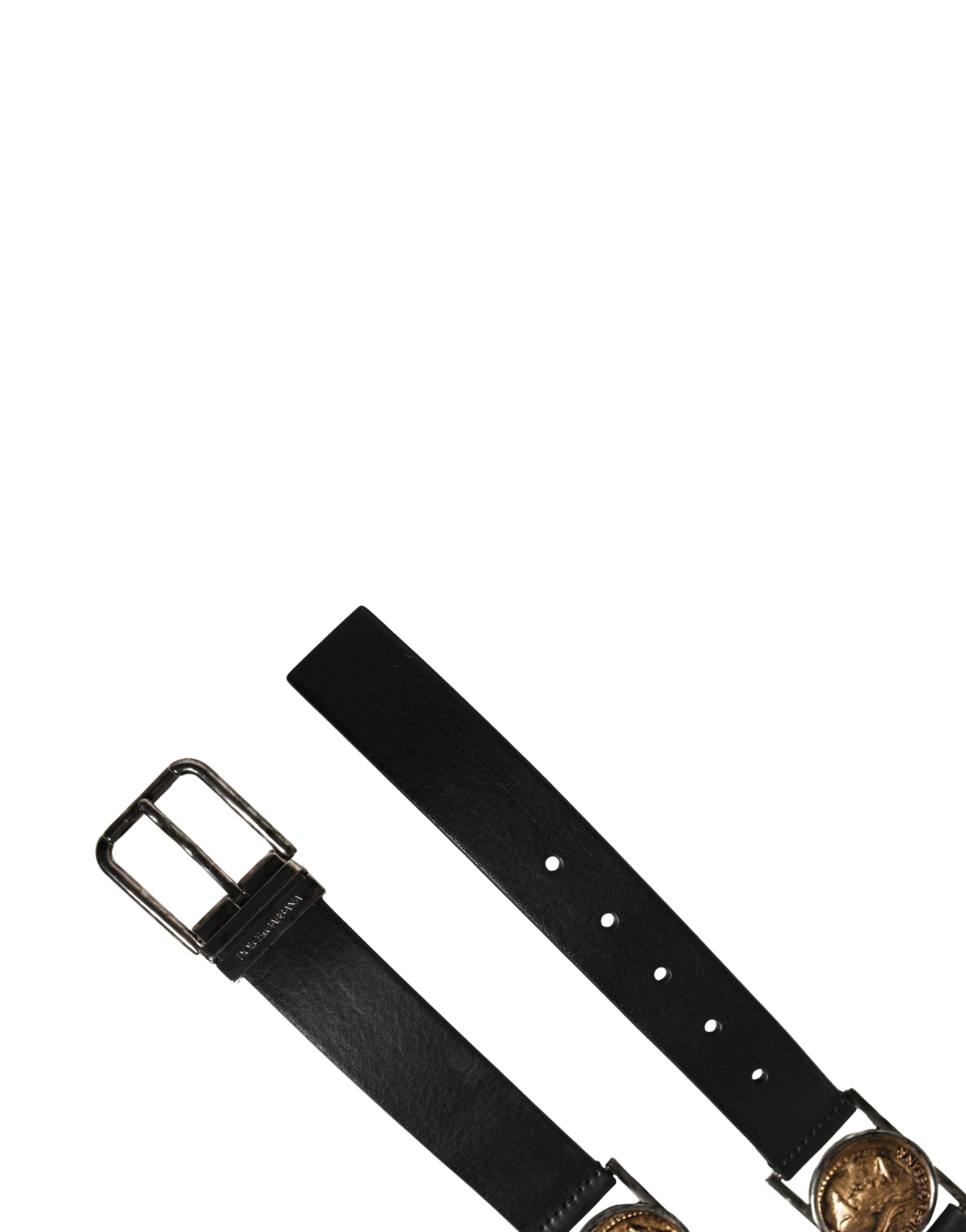Men Black Classic Leather Metal Buckle Belt - ventzia