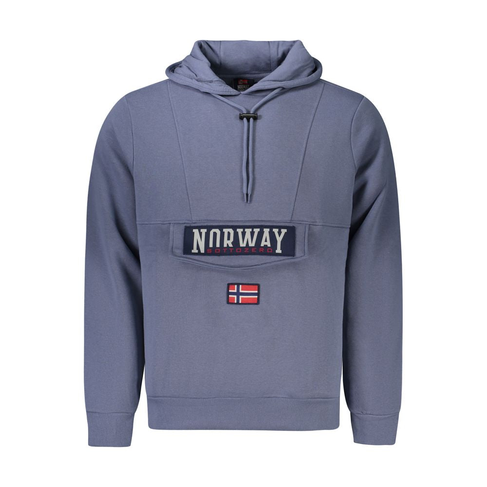 Blue Cotton Men's Hooded Sweater - ventzia