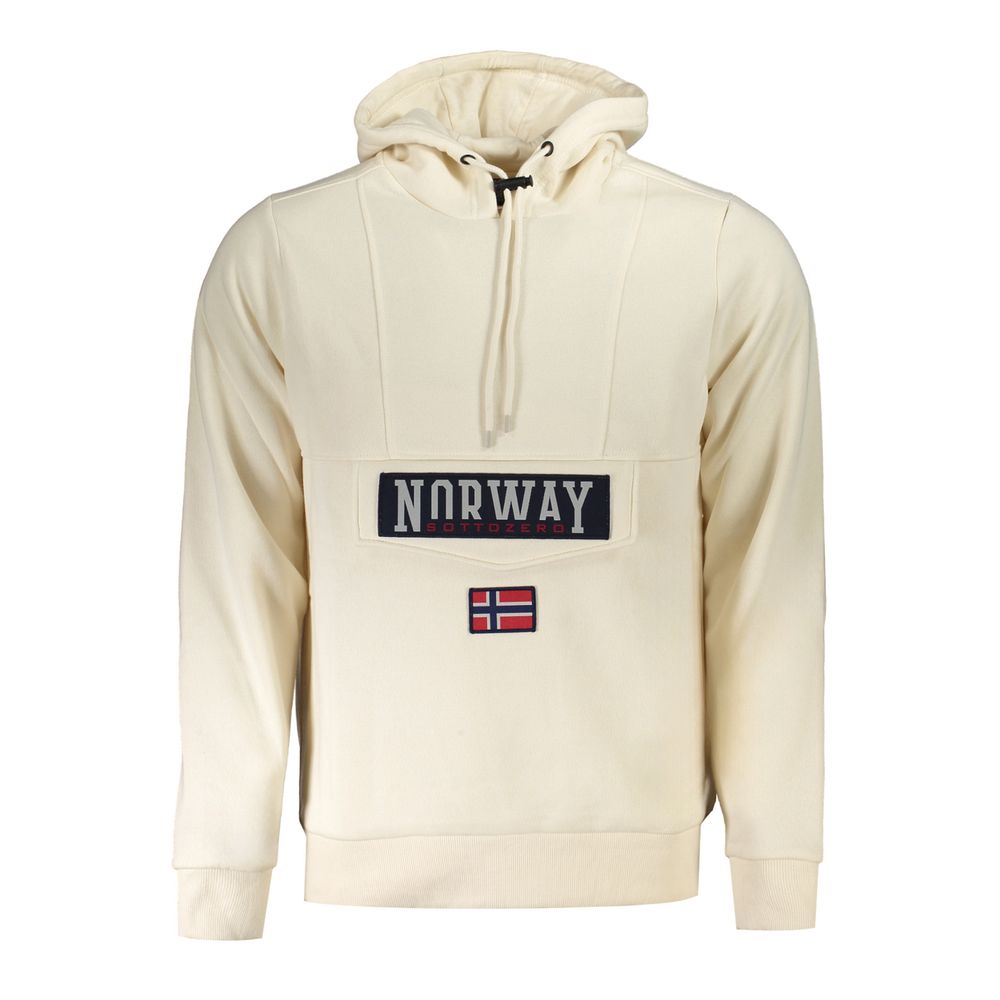 Beige Cotton Men's Sweatshirt Hoodie - ventzia