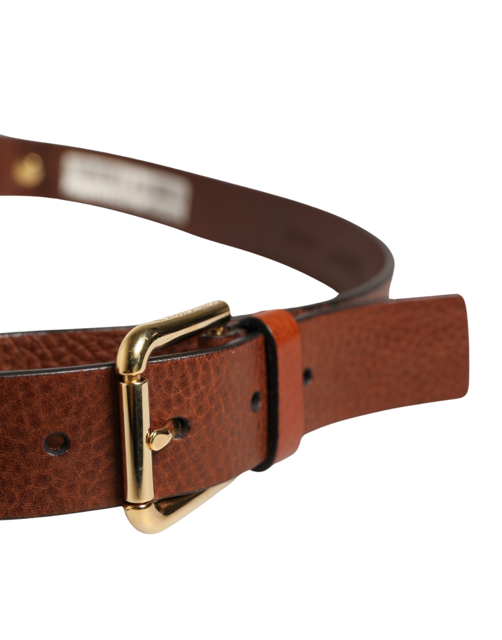 Men Brown Classic Leather Metal Buckle Belt - ventzia