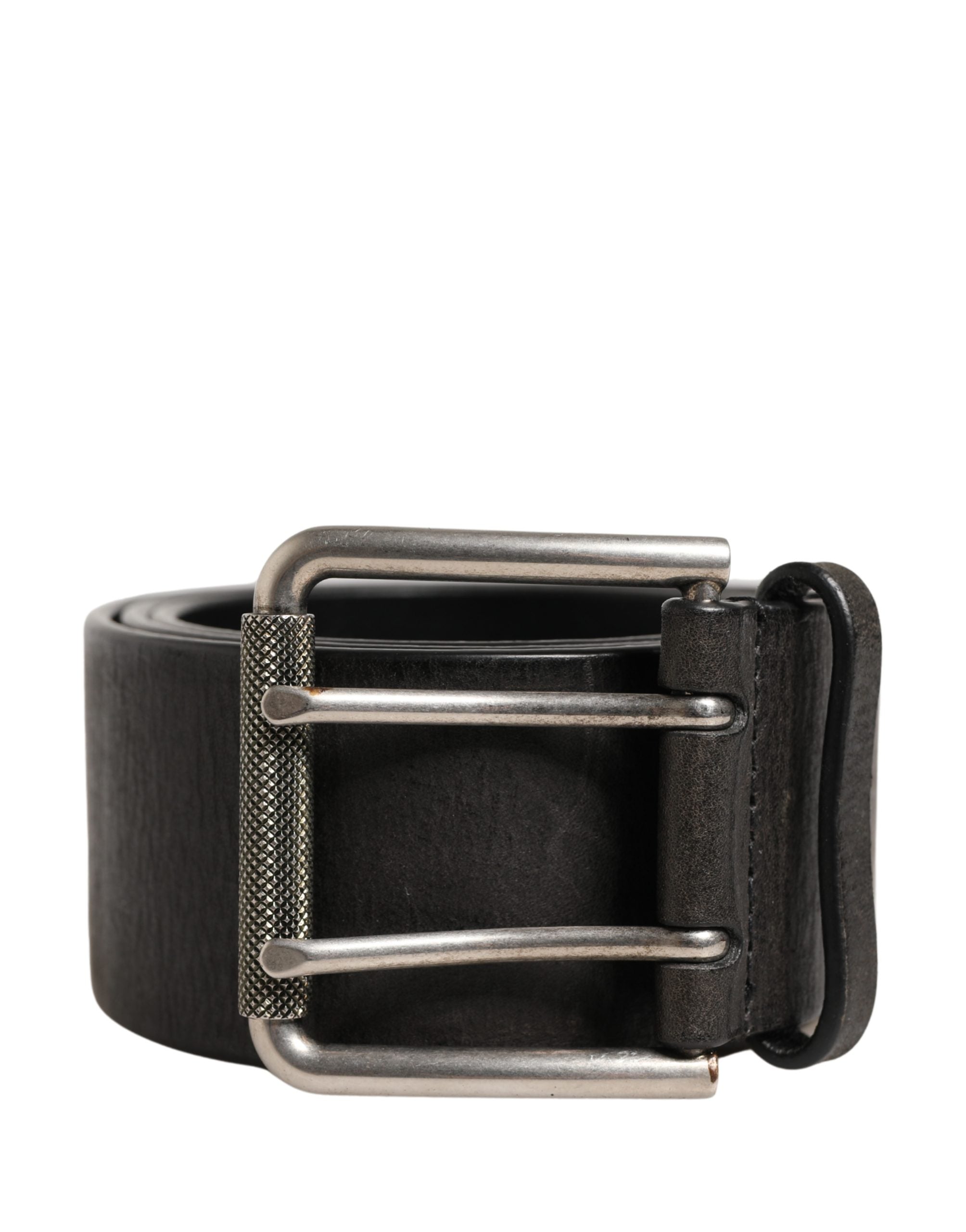 Men Black Classic Leather Metal Buckle Belt - ventzia