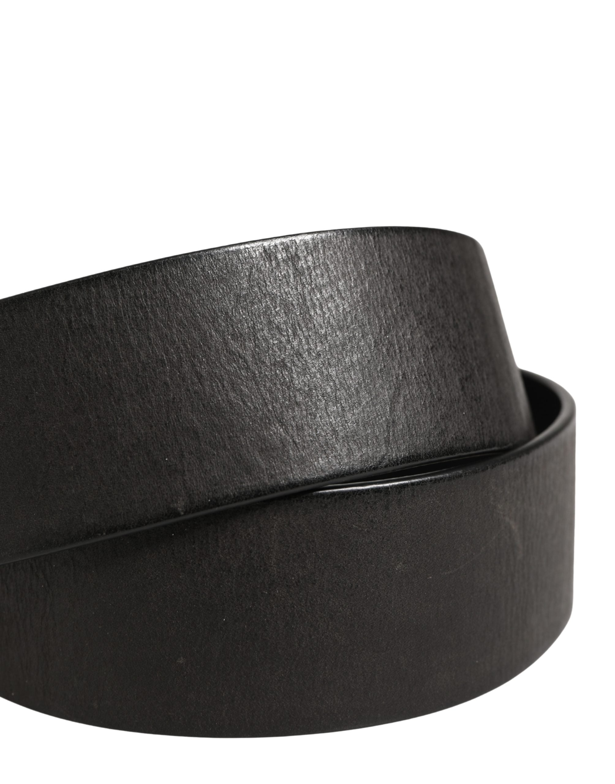 Men Black Classic Leather Metal Buckle Belt - ventzia