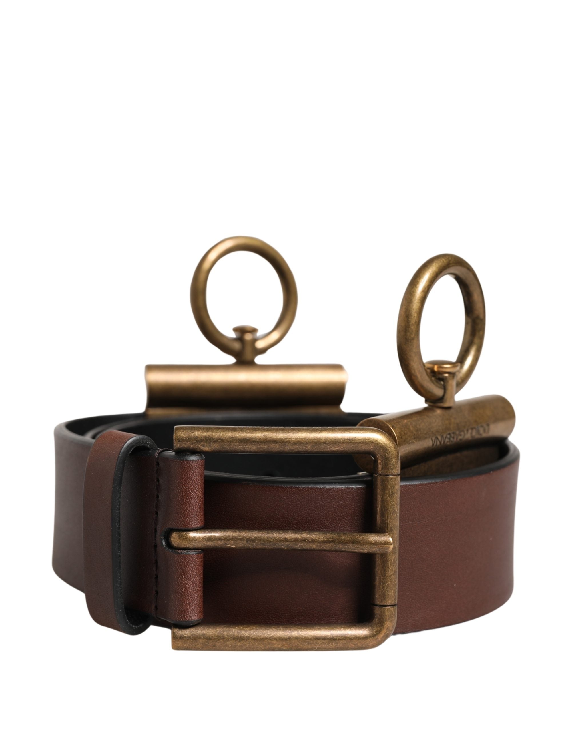 Men Brown Classic Leather Metal Buckle Belt - ventzia