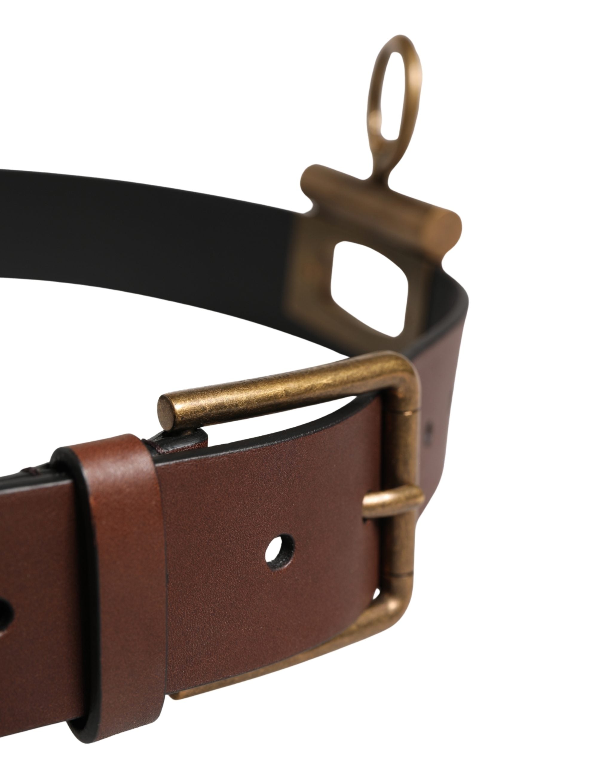 Men Brown Classic Leather Metal Buckle Belt - ventzia