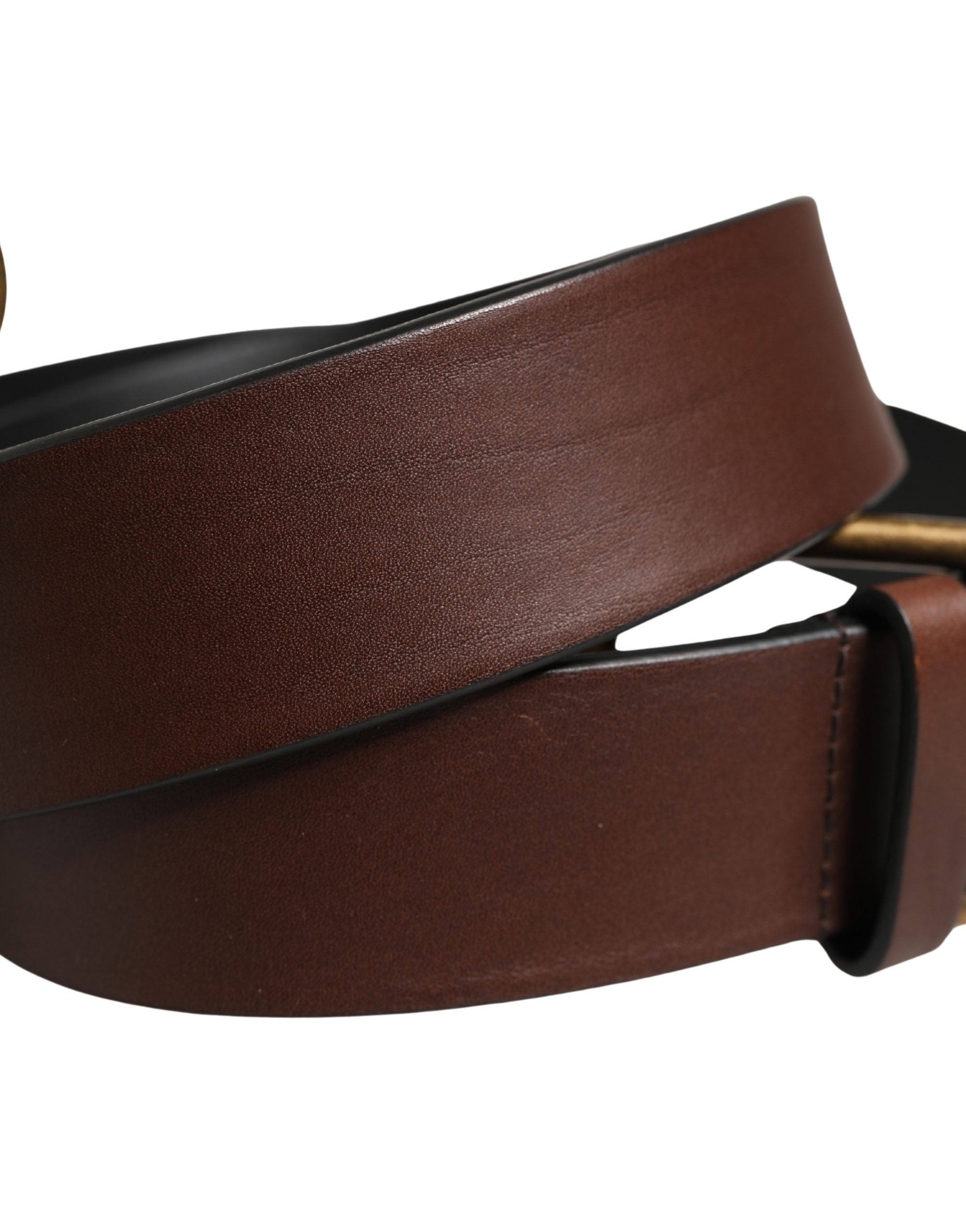 Men Brown Classic Leather Metal Buckle Belt - ventzia