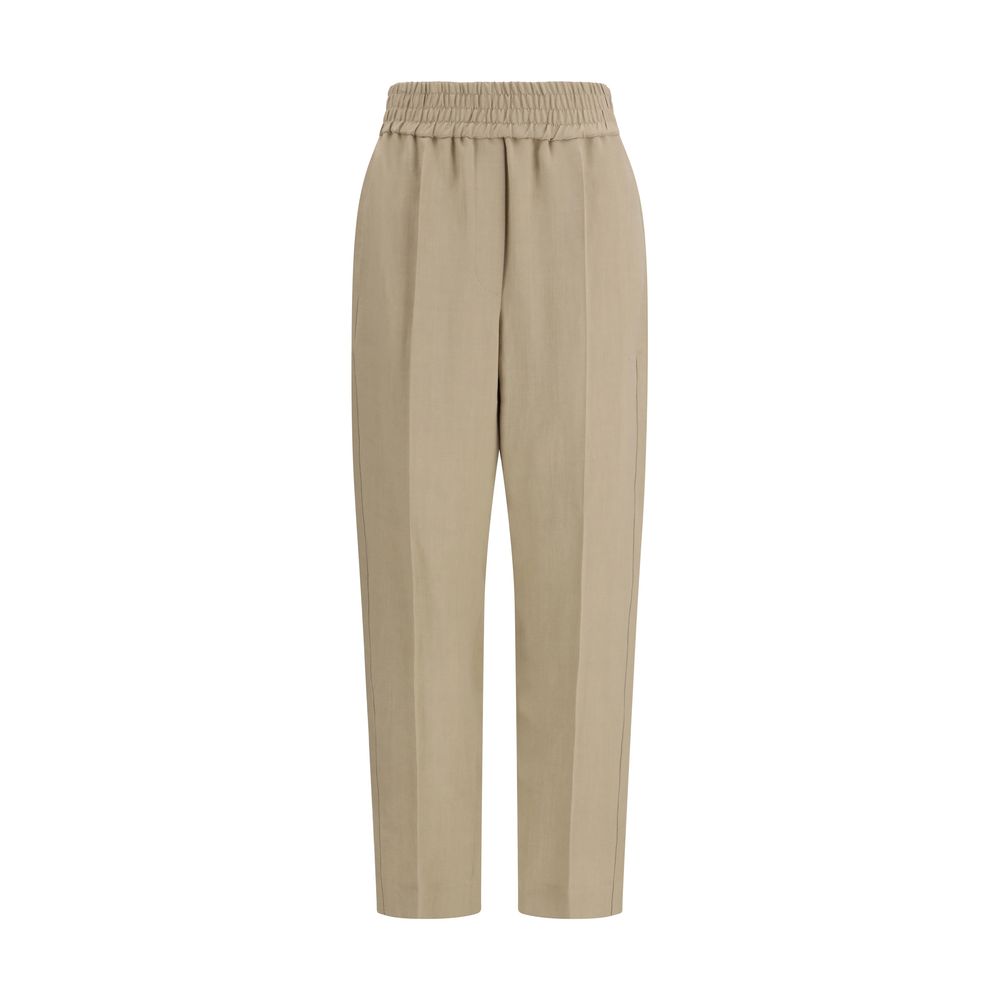 Beige Viscose Casual Pants - ventzia