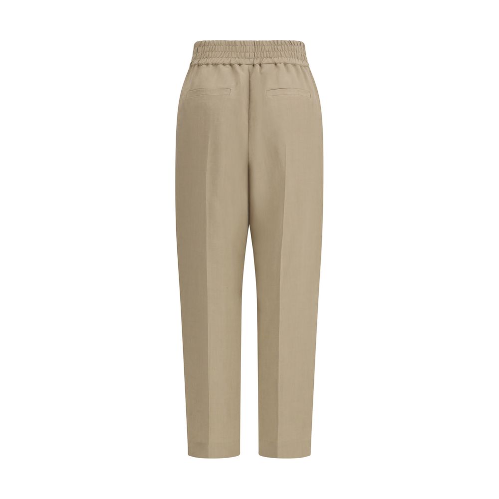 Beige Viscose Casual Pants - ventzia