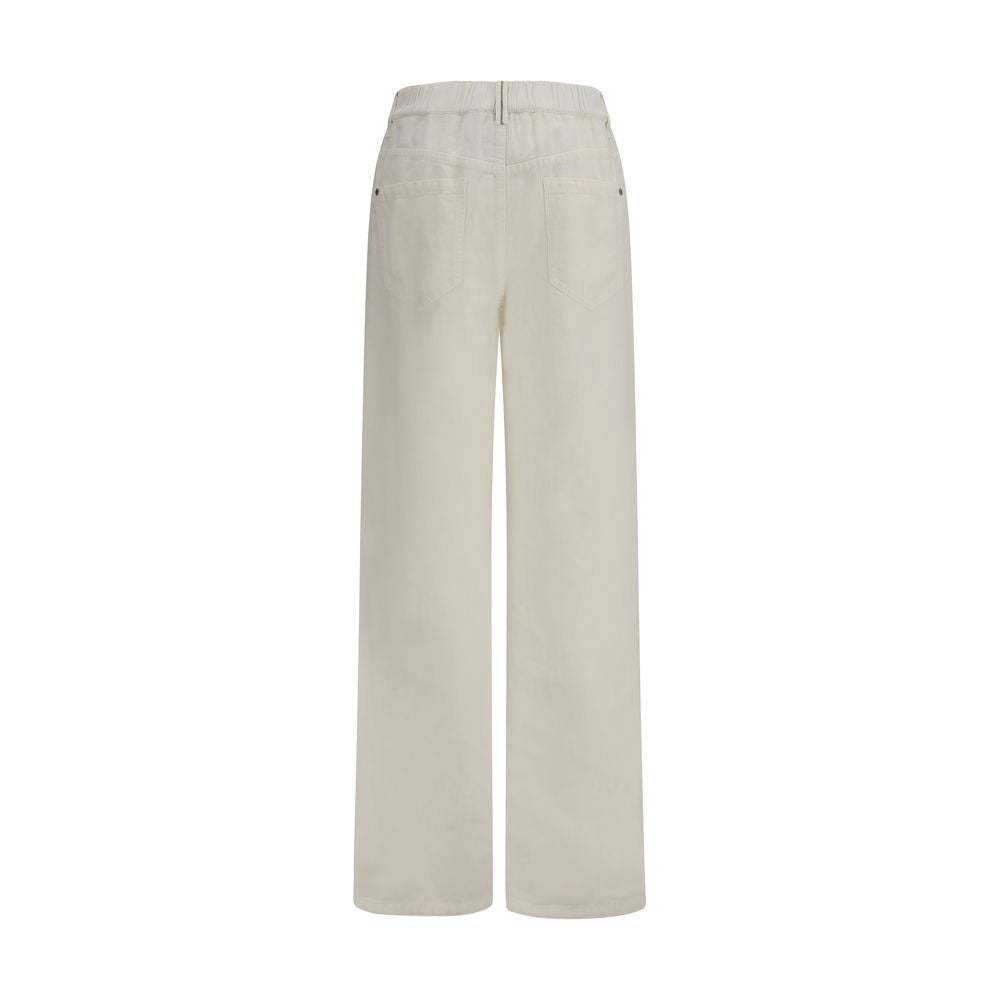 White Cotton Relaxed Fit Jeans - ventzia