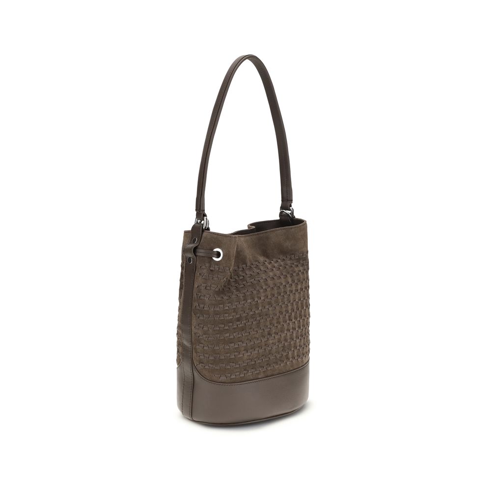 Brown Calf Leather Bos Taurus Backet Bag - ventzia