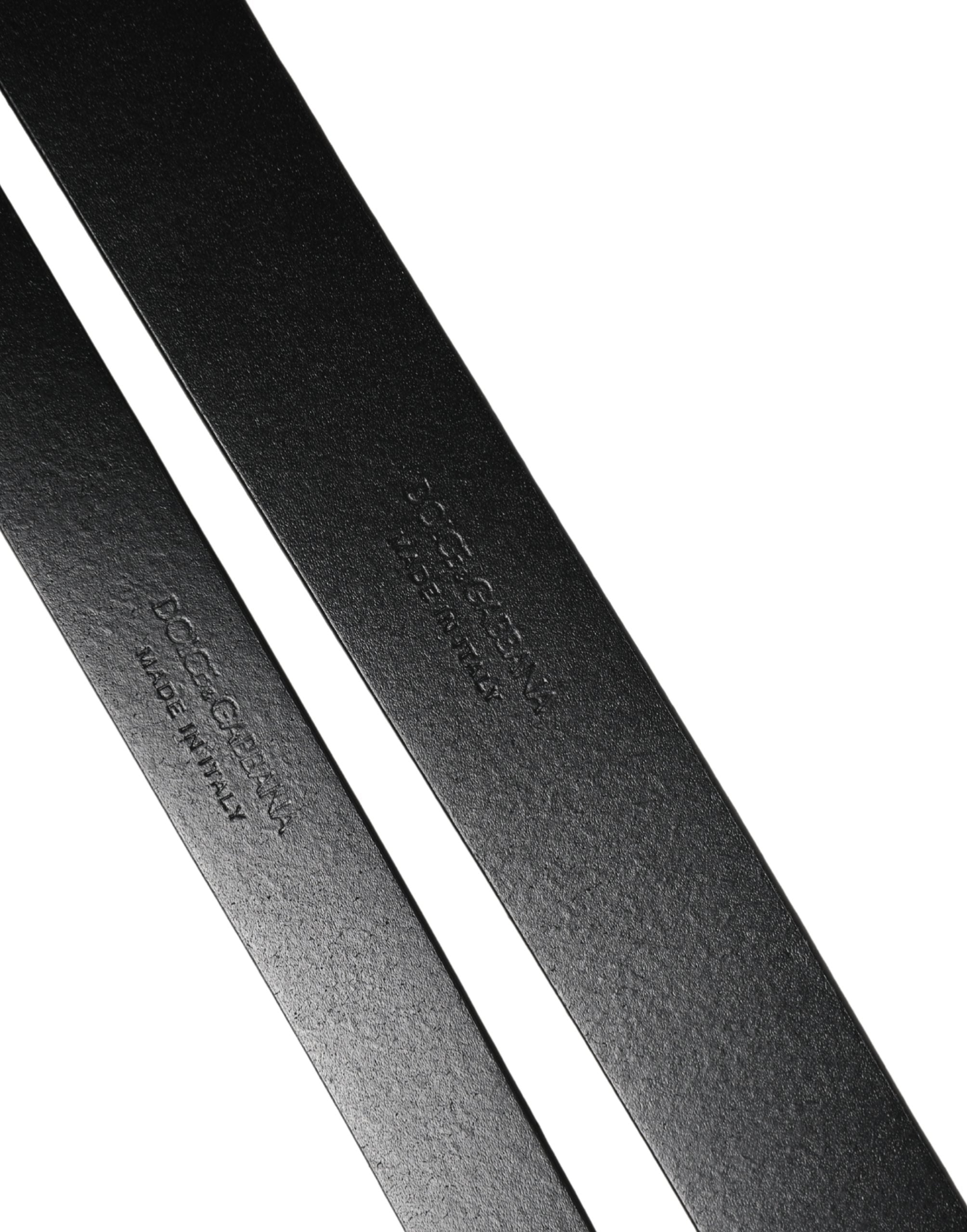 Black Double Strap Leather Silver Buckle Belt - ventzia