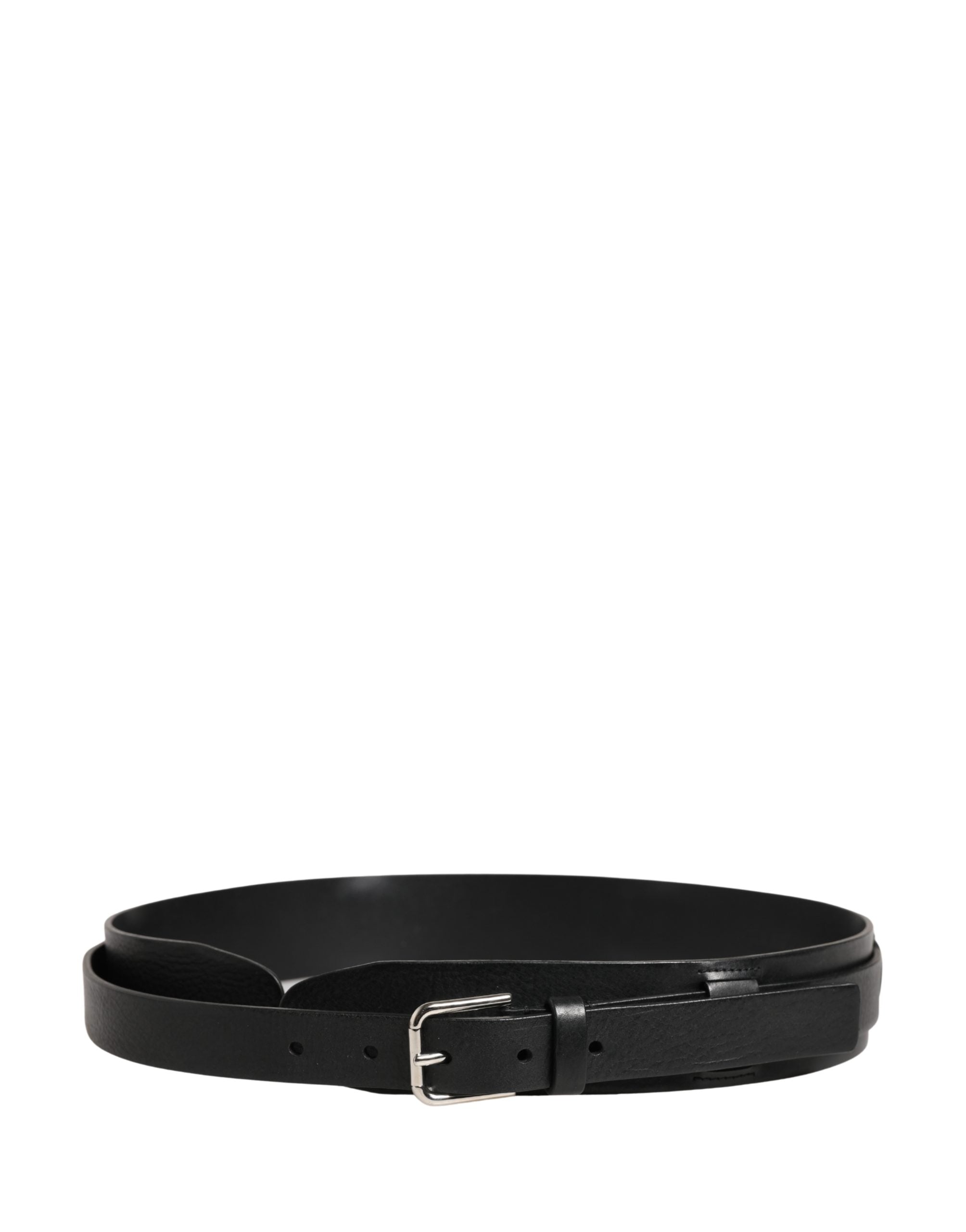 Men Black Classic Leather Metal Buckle Belt - ventzia
