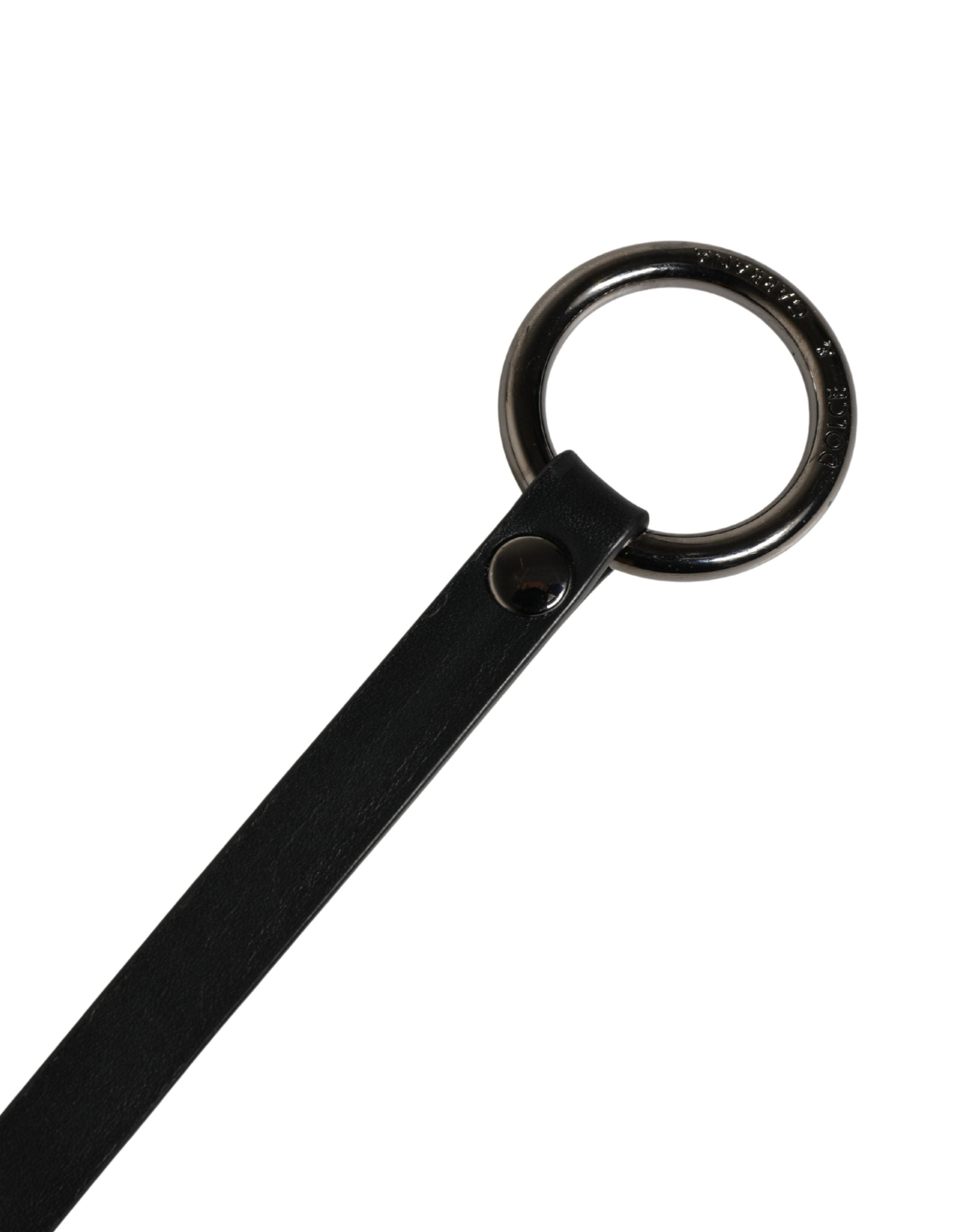 Men Black Calfskin Leather Metal Buckle Belt - ventzia