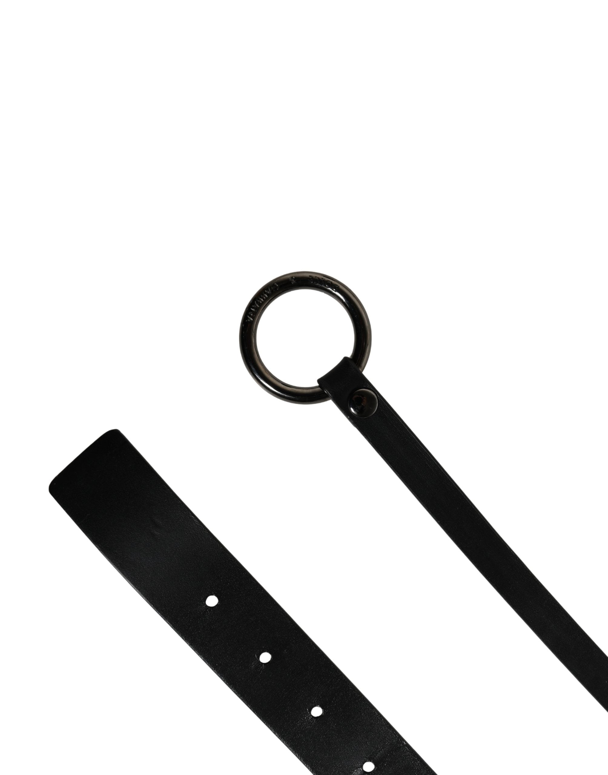 Men Black Calfskin Leather Metal Buckle Belt - ventzia