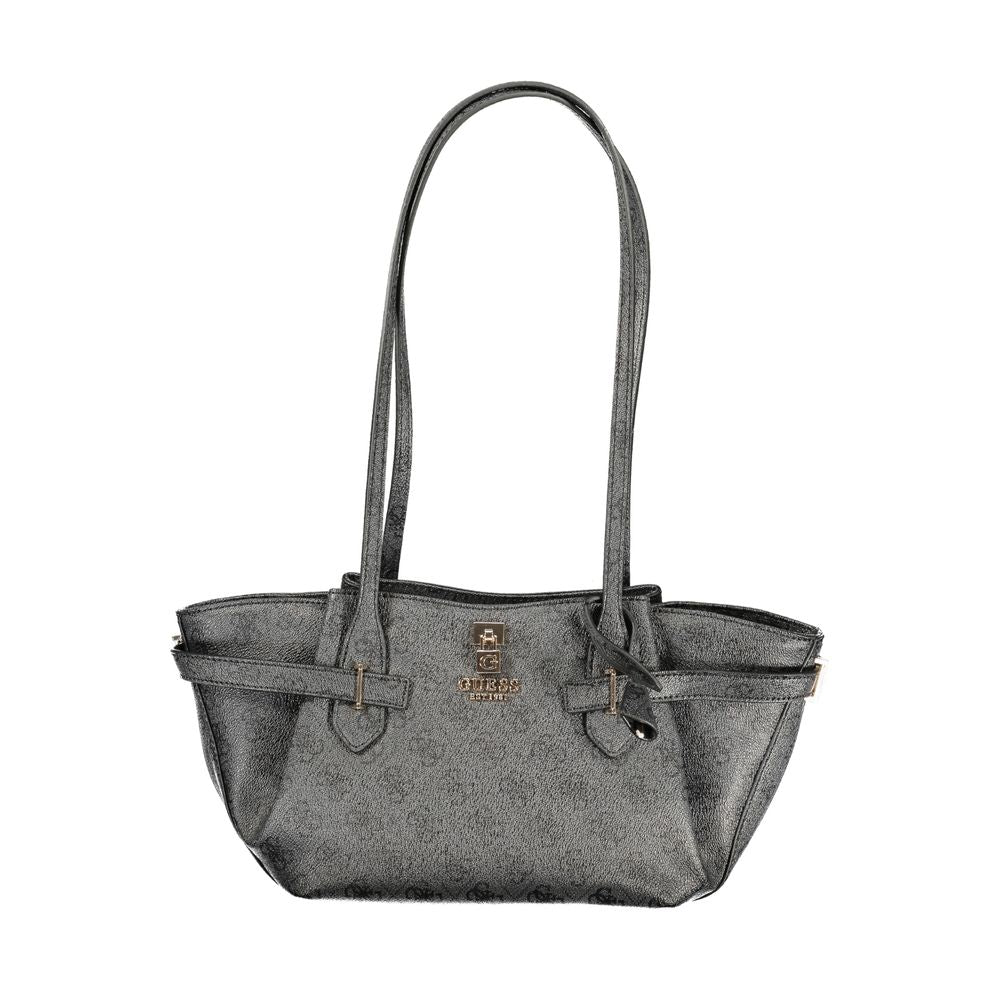 Black Polyurethane Women's Handbag - ventzia