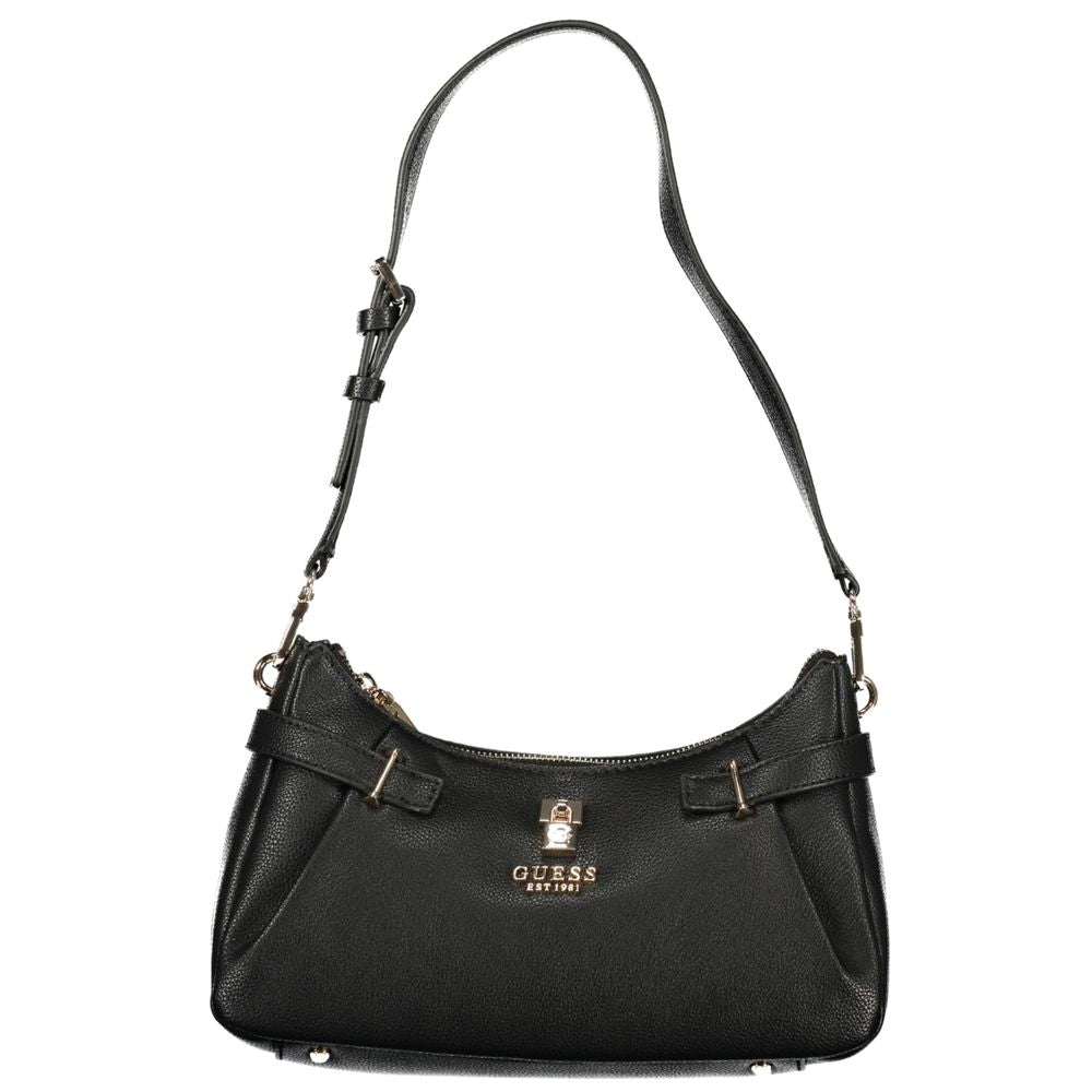 Black Polyurethane Women Handbag - ventzia