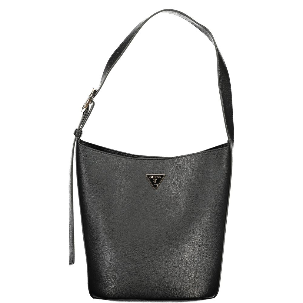 Black Polyurethane Women Handbag - ventzia
