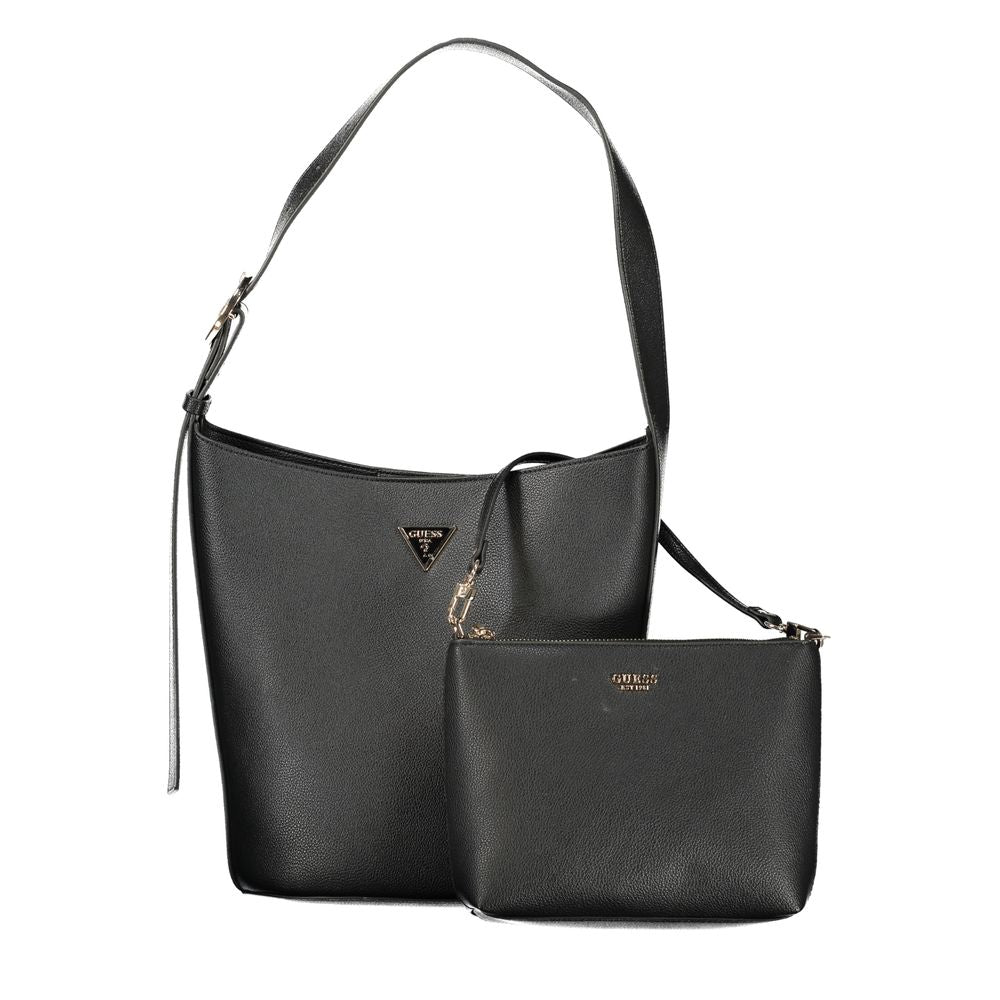 Black Polyurethane Women Handbag - ventzia