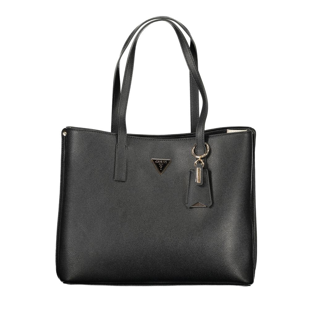 Black Polyurethane Women's Handbag - ventzia